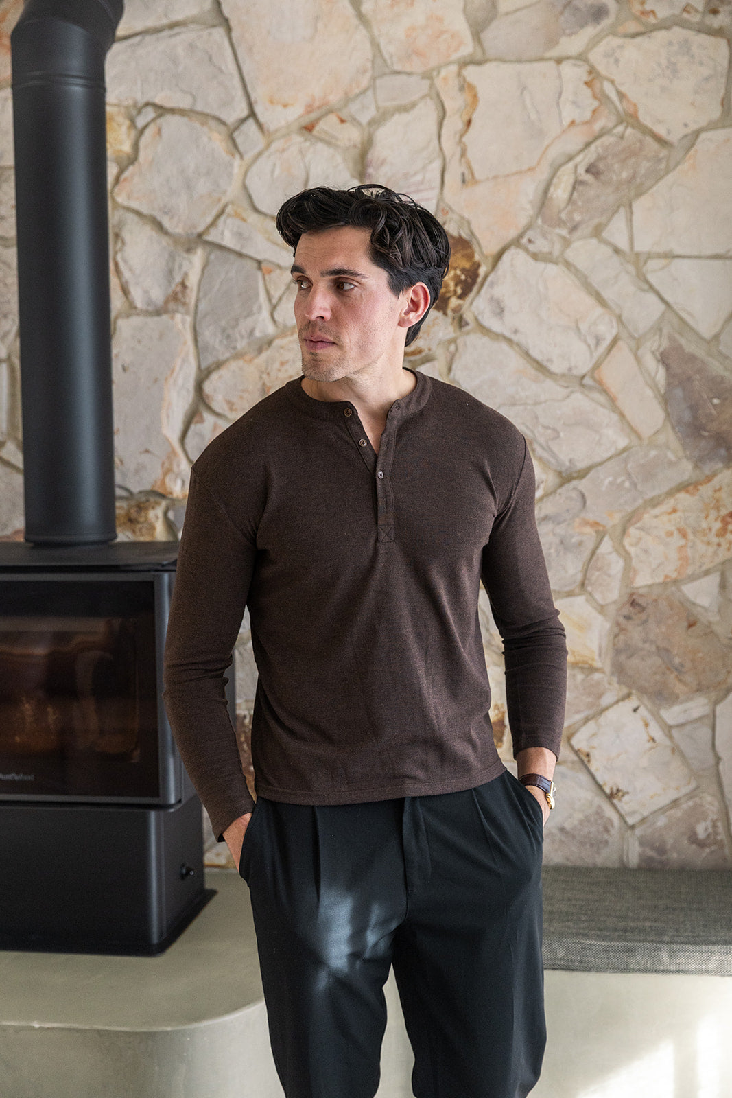 Espresso Long Sleeve Henley