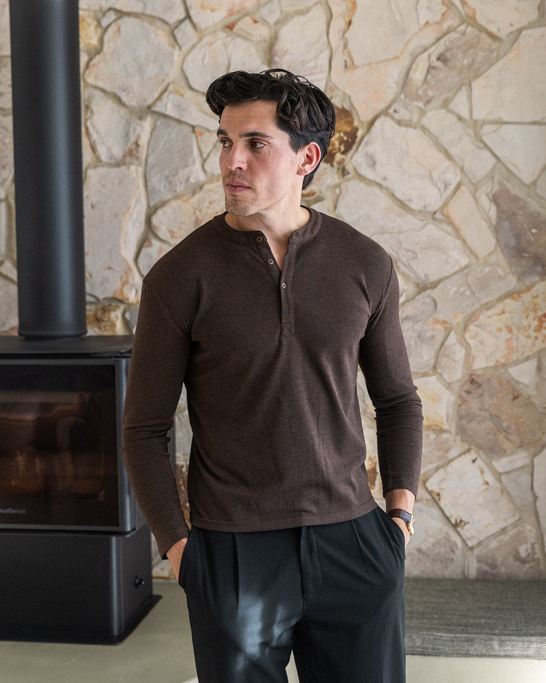 Espresso Long Sleeve Henley