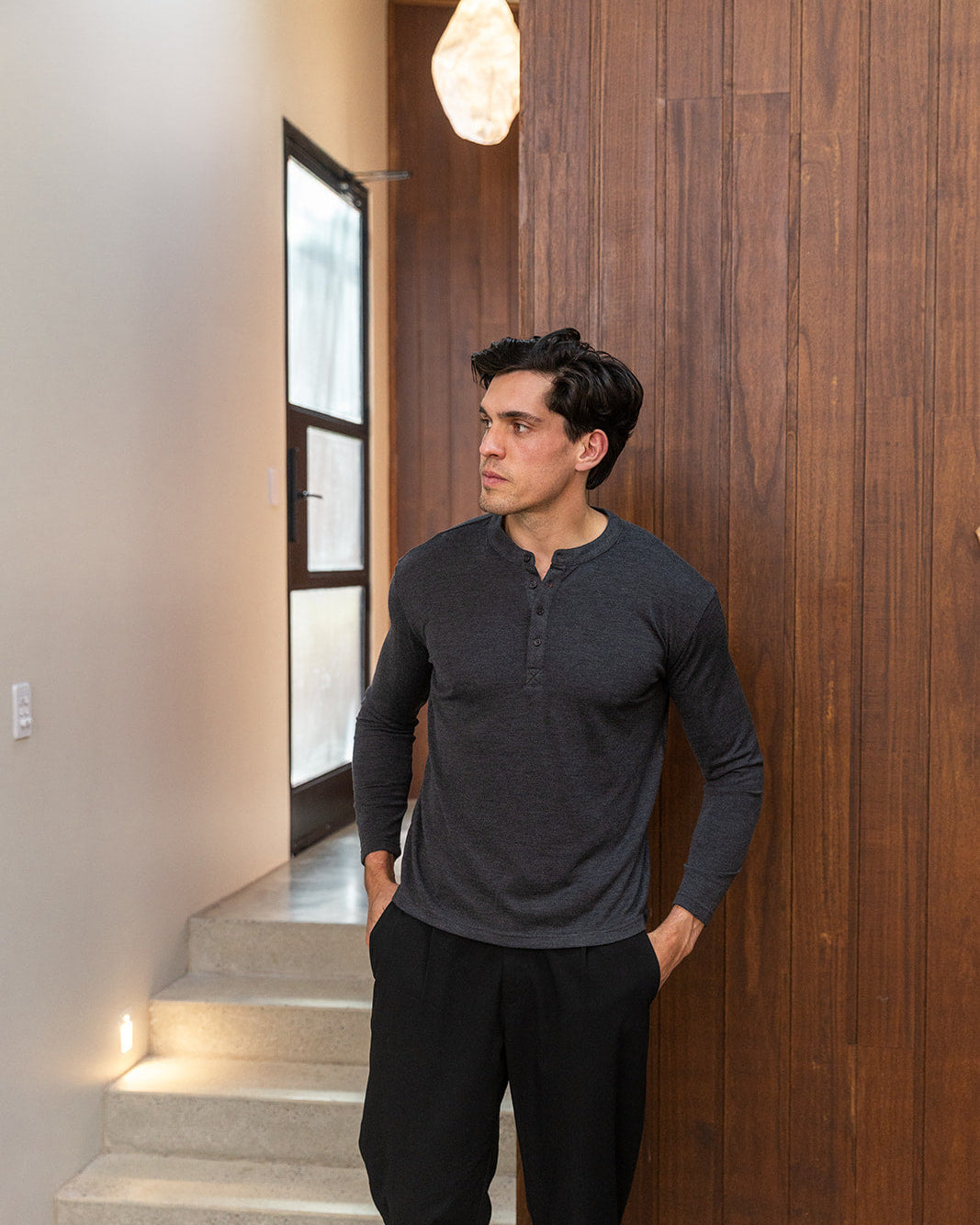 Charcoal Long Sleeve Henley