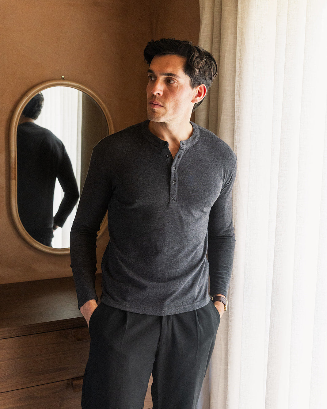 Charcoal Long Sleeve Henley