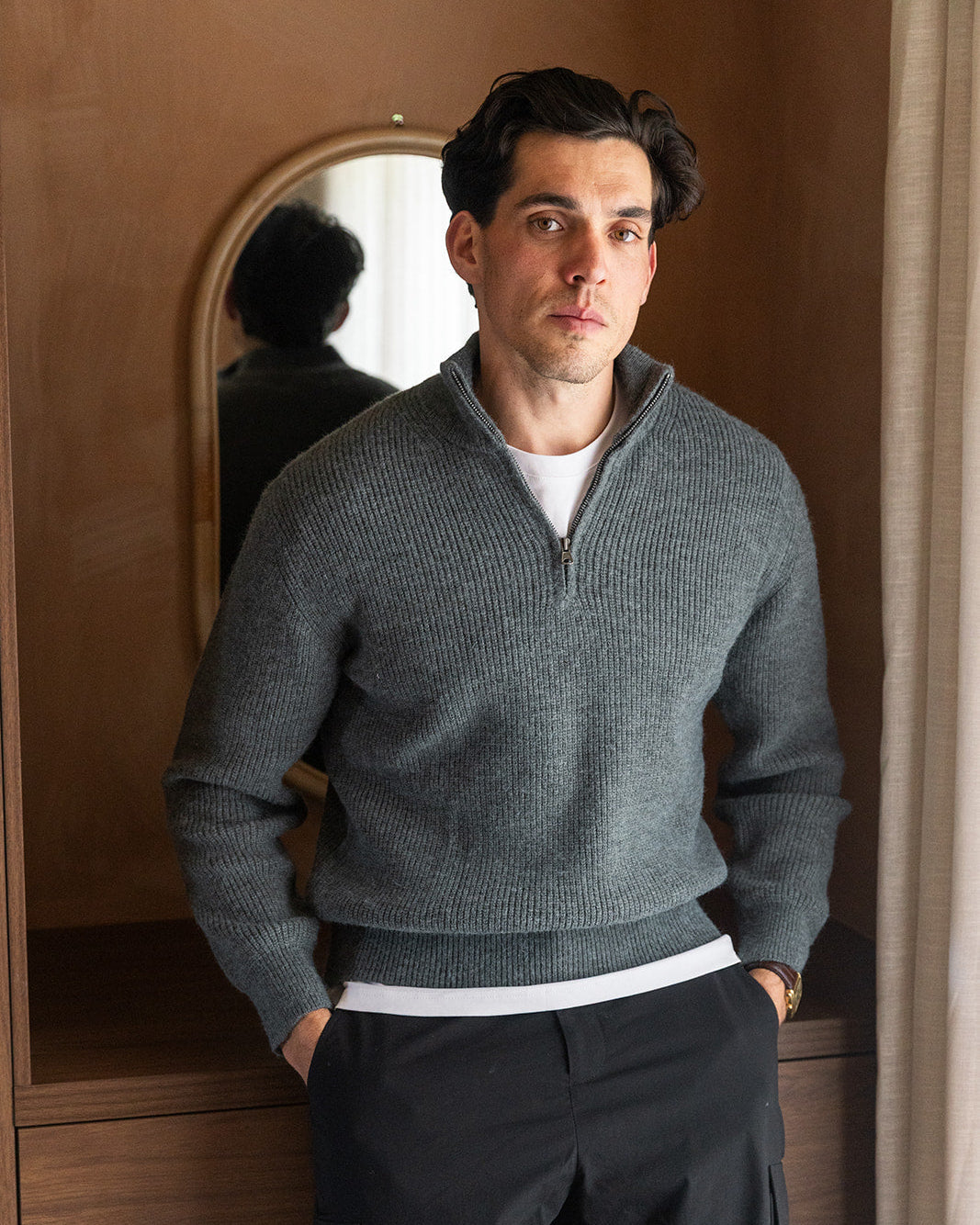Grey Quarter Zip Knit