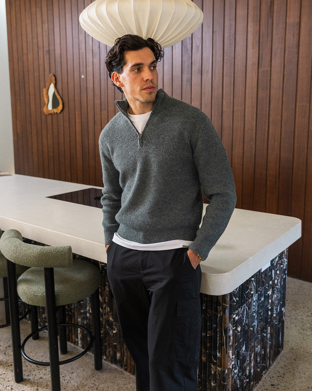Grey Quarter Zip Knit
