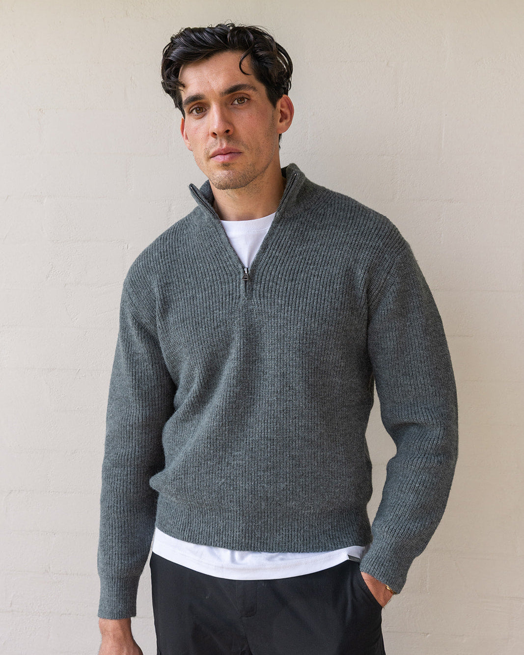 Grey Quarter Zip Knit