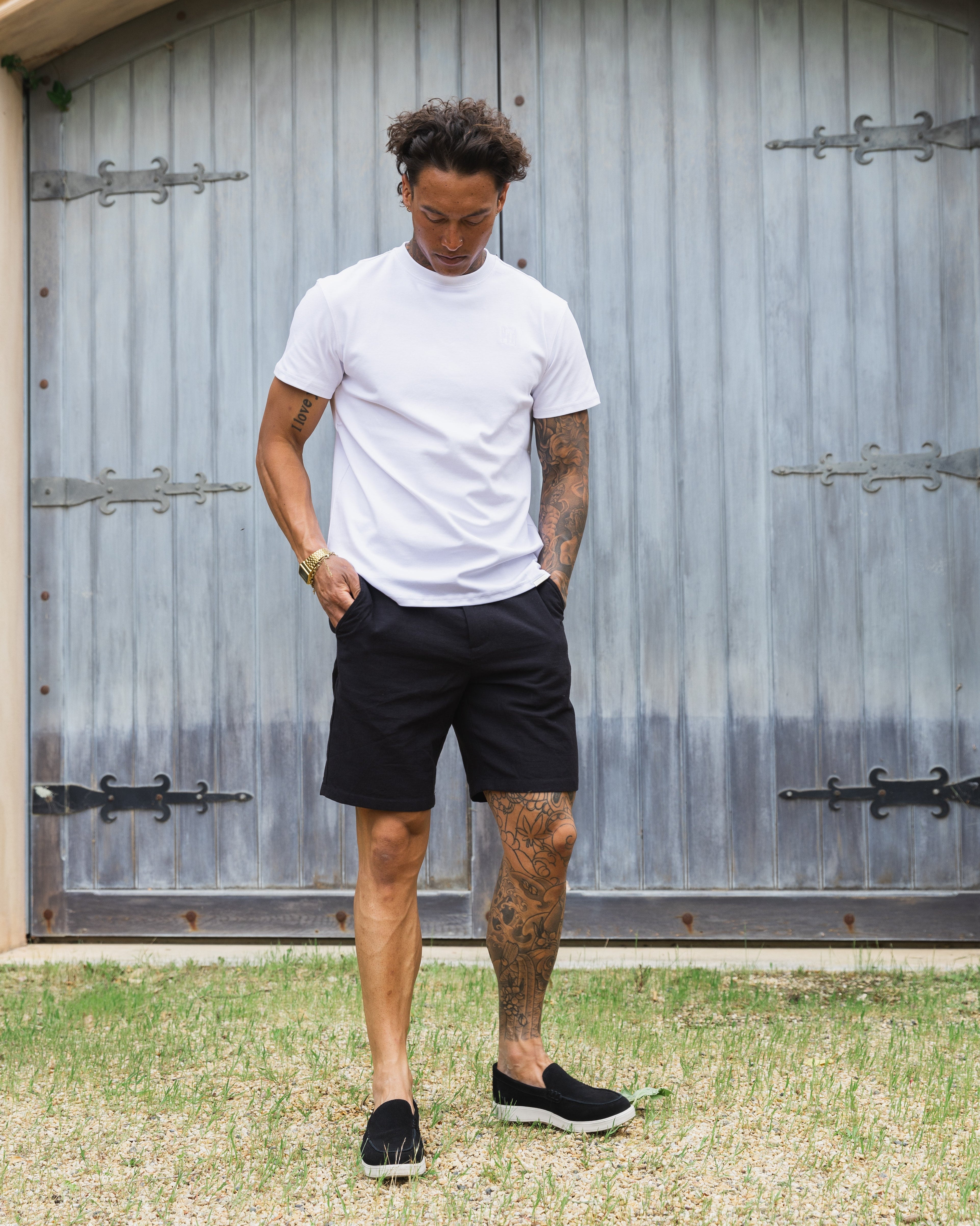 Black Linen Shorts