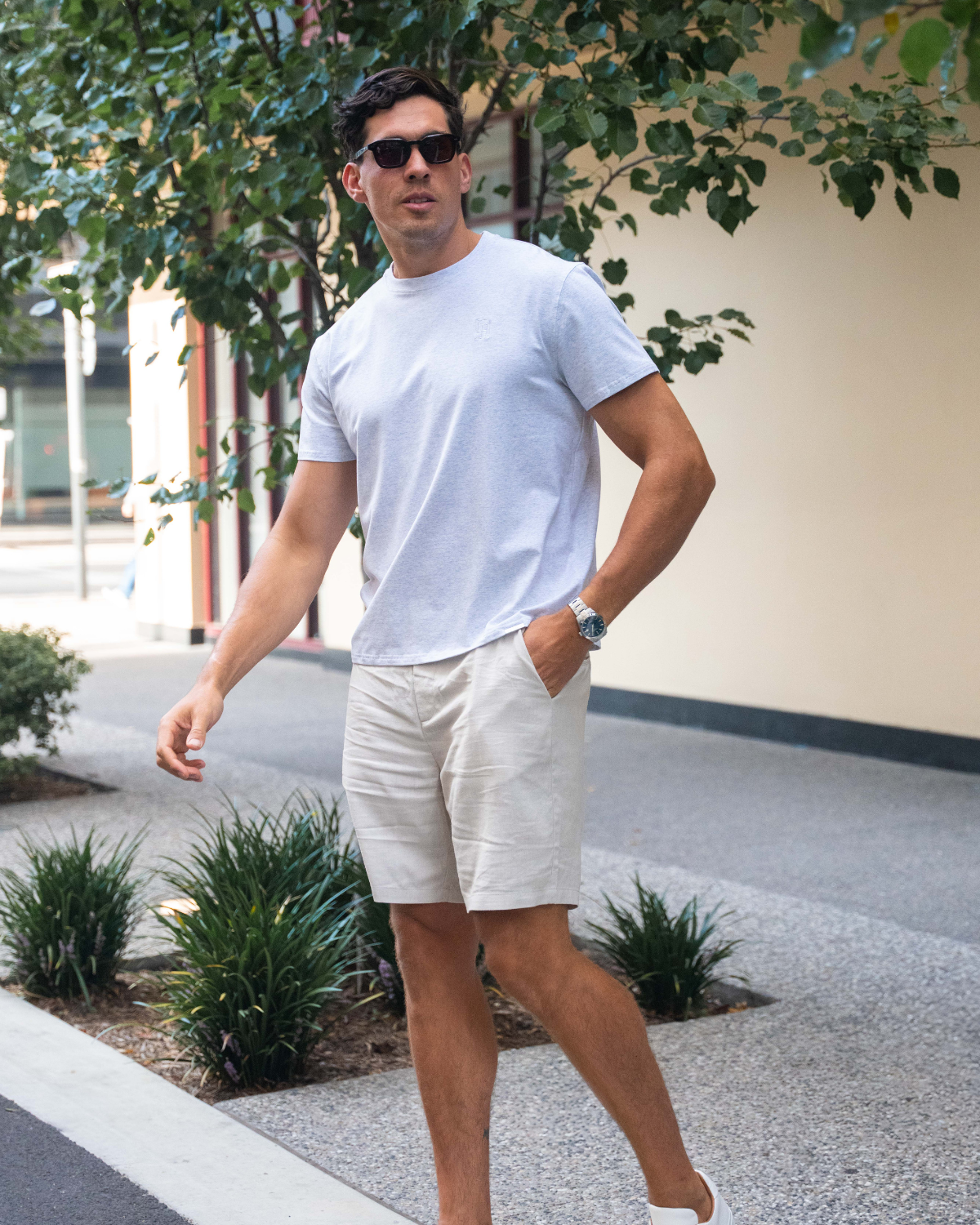 Stain Resistant Slim Fit Tee | Marl Grey
