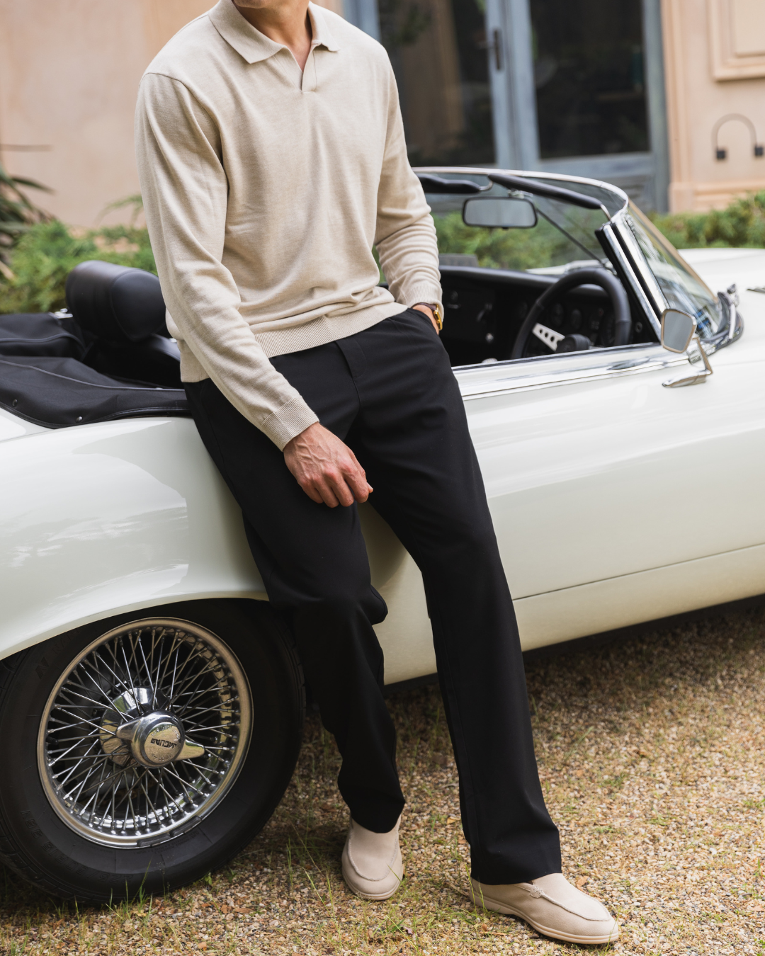 Sand Oxford Long Sleeve Polo