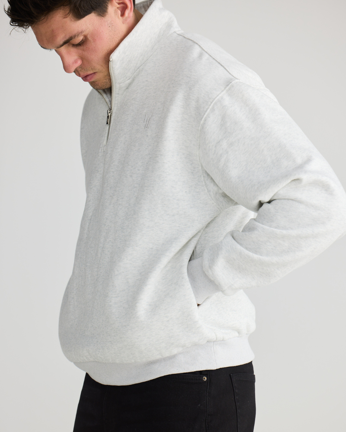 Marl Grey Quarter Zip Jumper