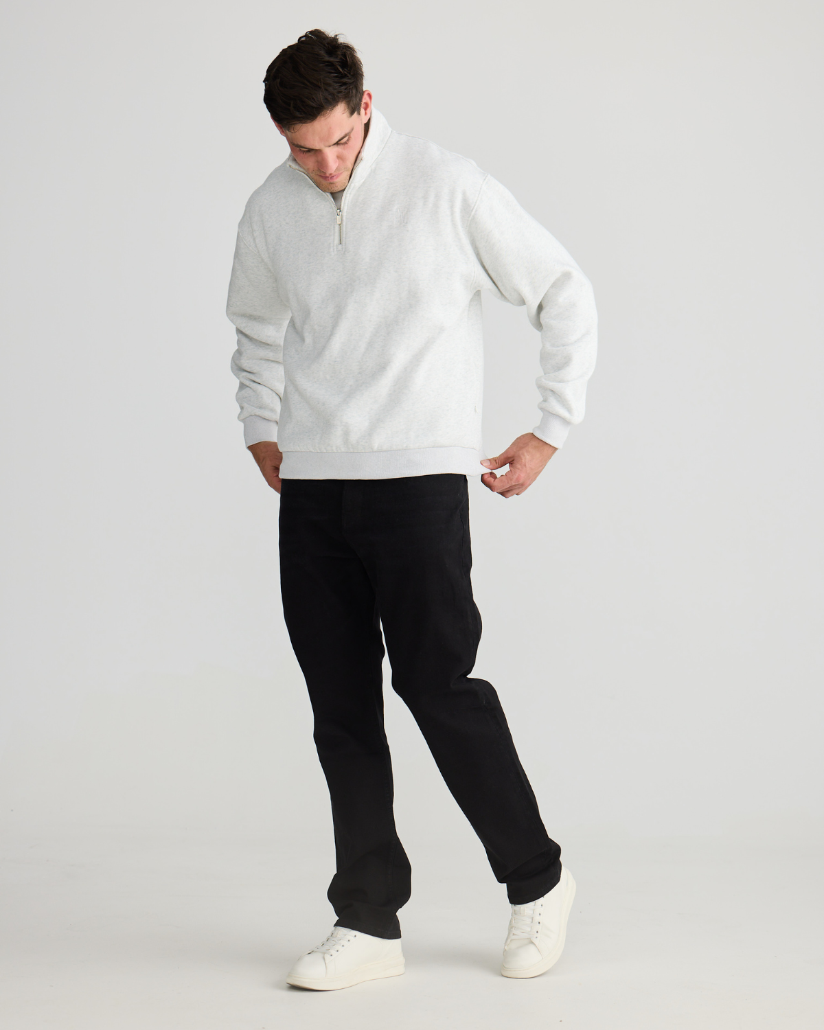 Marl Grey Quarter Zip Jumper