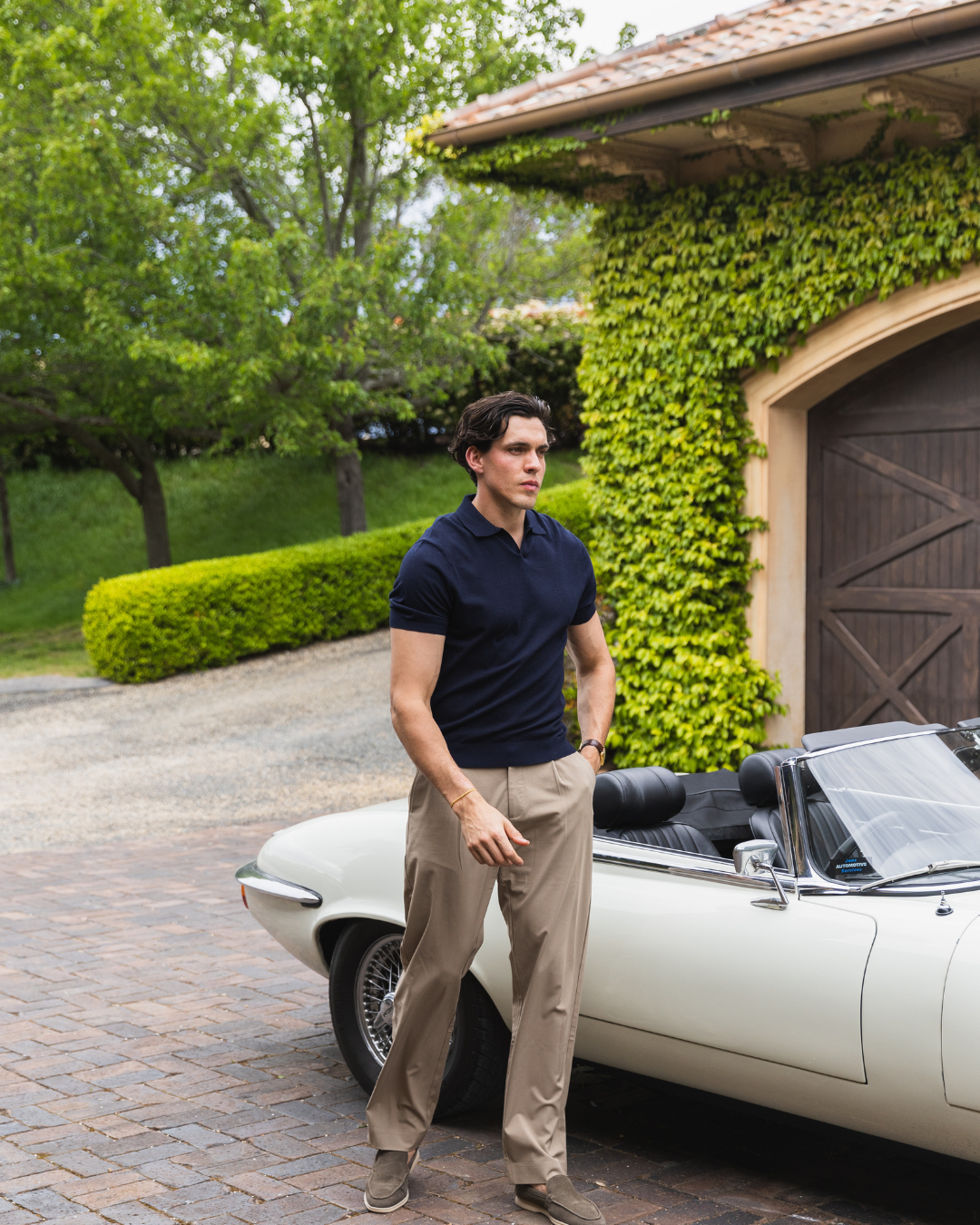 Navy Oxford Short Sleeve Polo