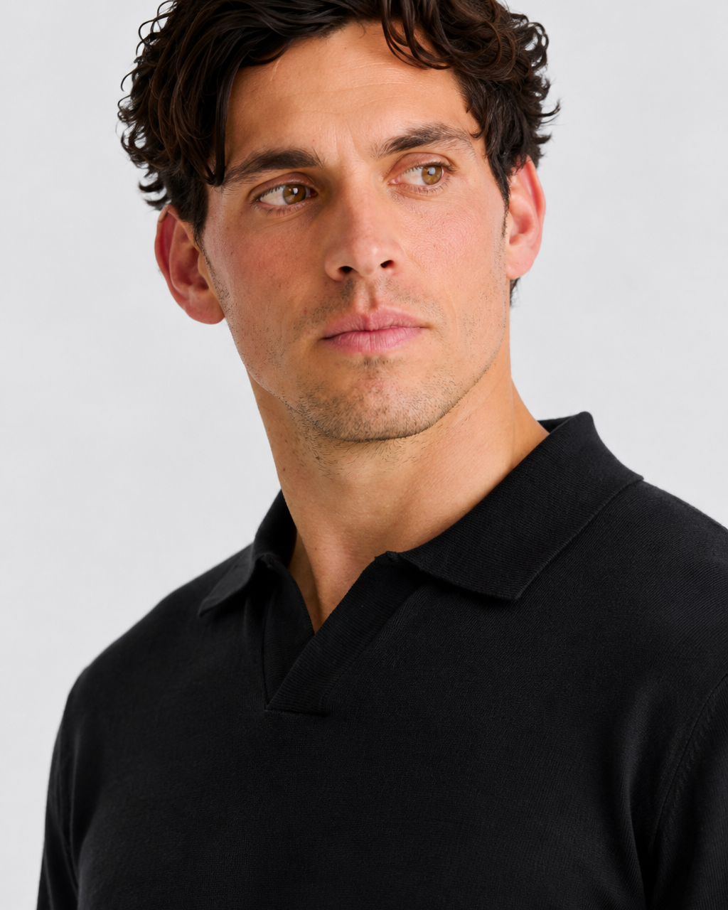 Black Oxford Long Sleeve Polo