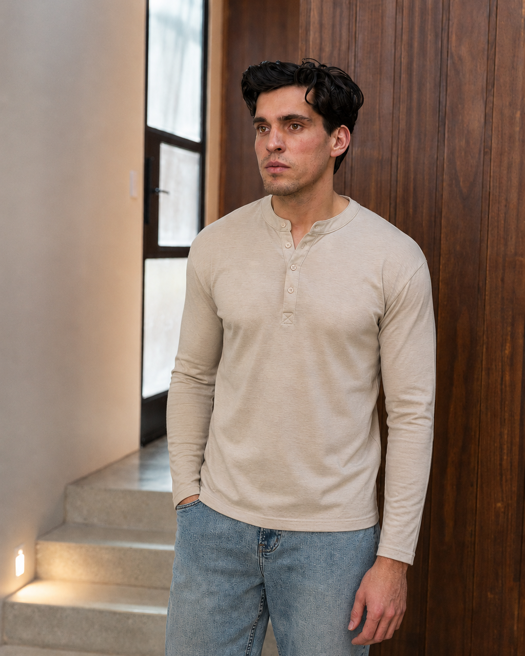 Oatmeal Long Sleeve Henley