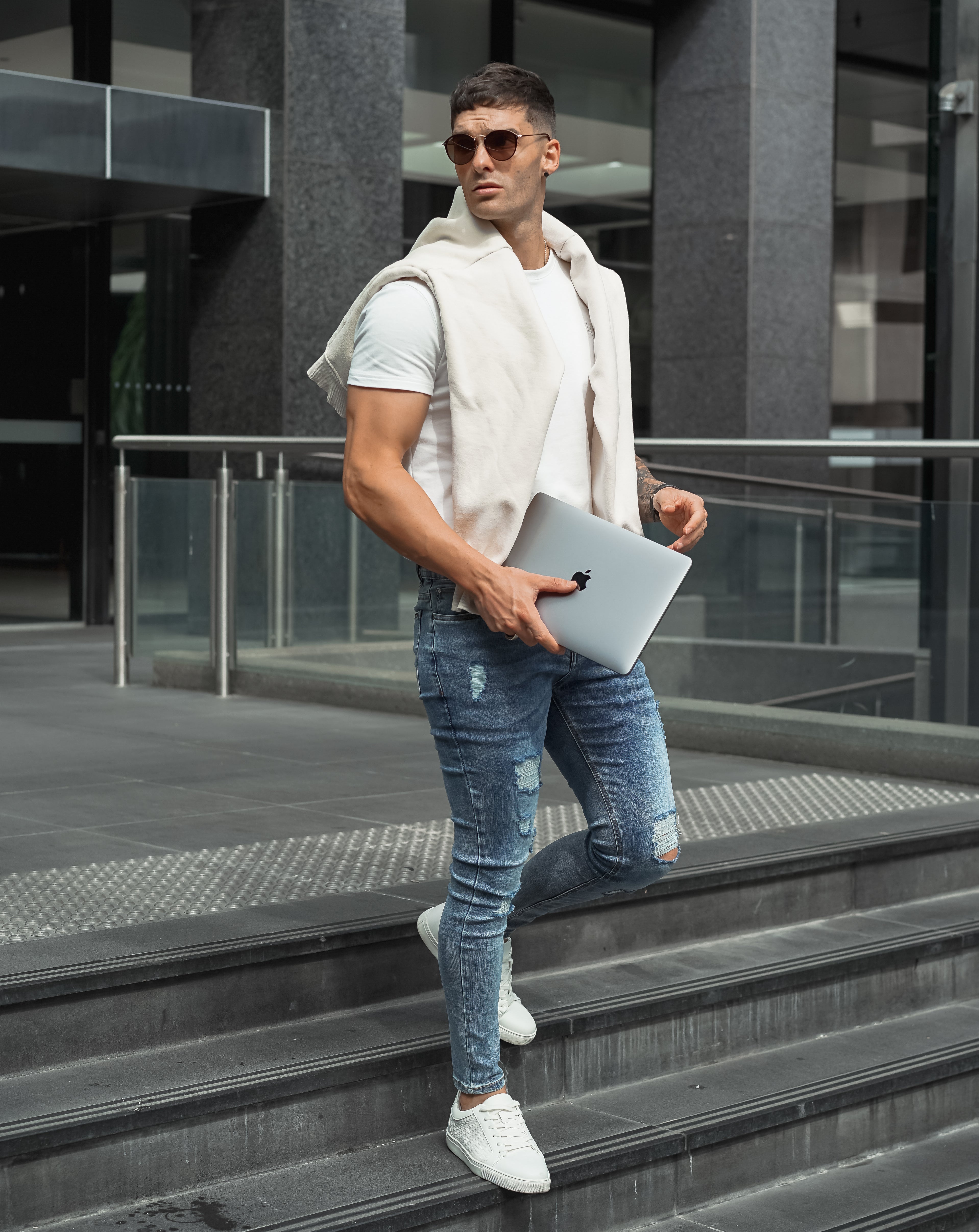 Blue Ripped Skinny Fit Jeans