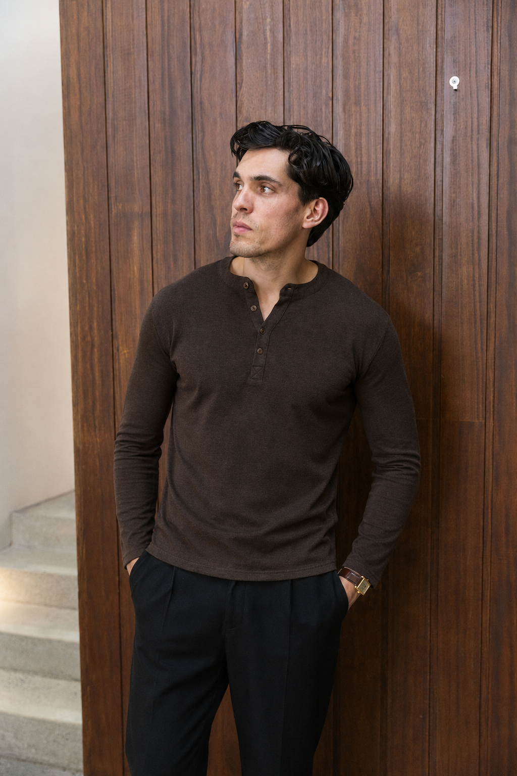 Espresso Long Sleeve Henley