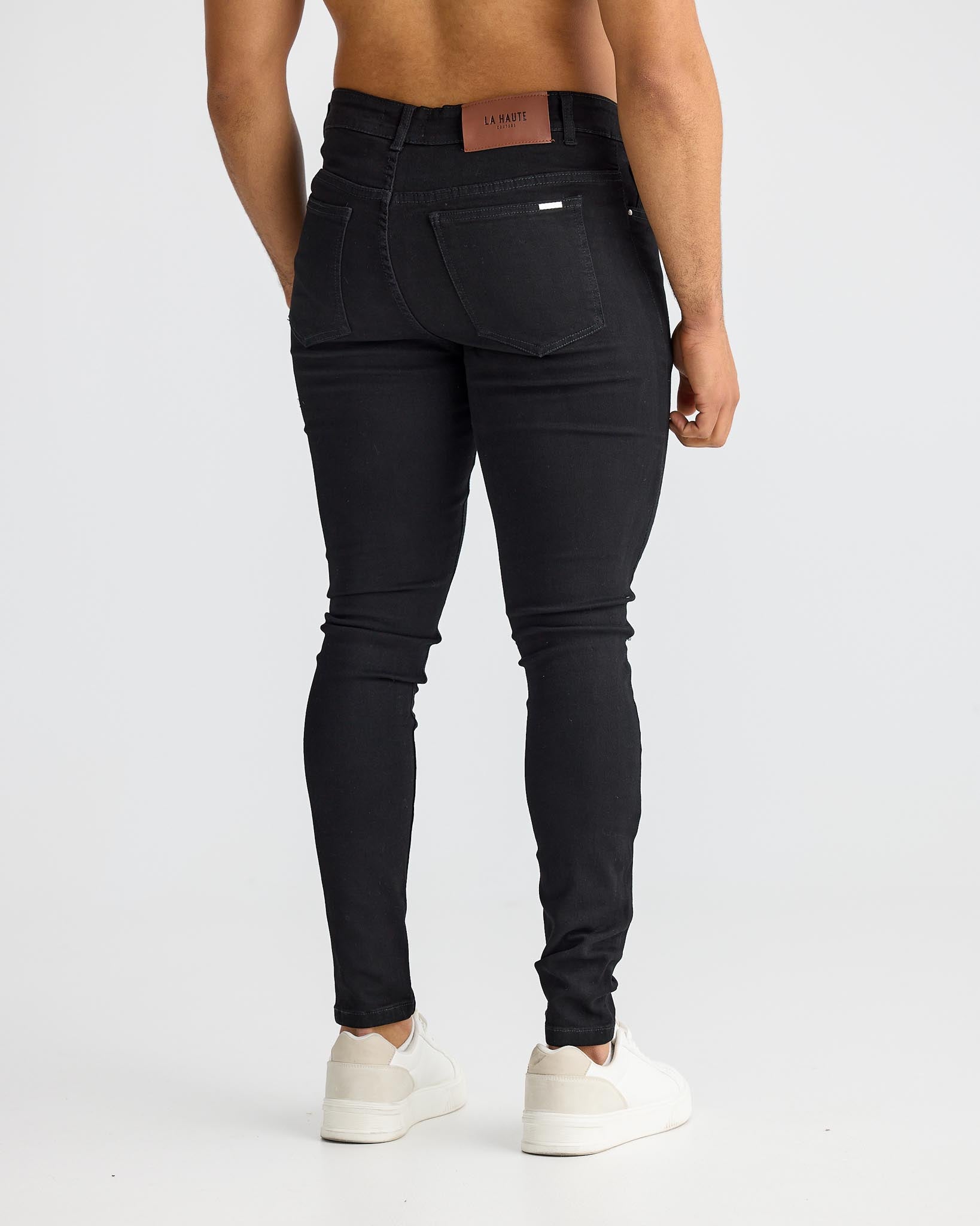 Black Destroyed Knee Skinny Fit Jeans