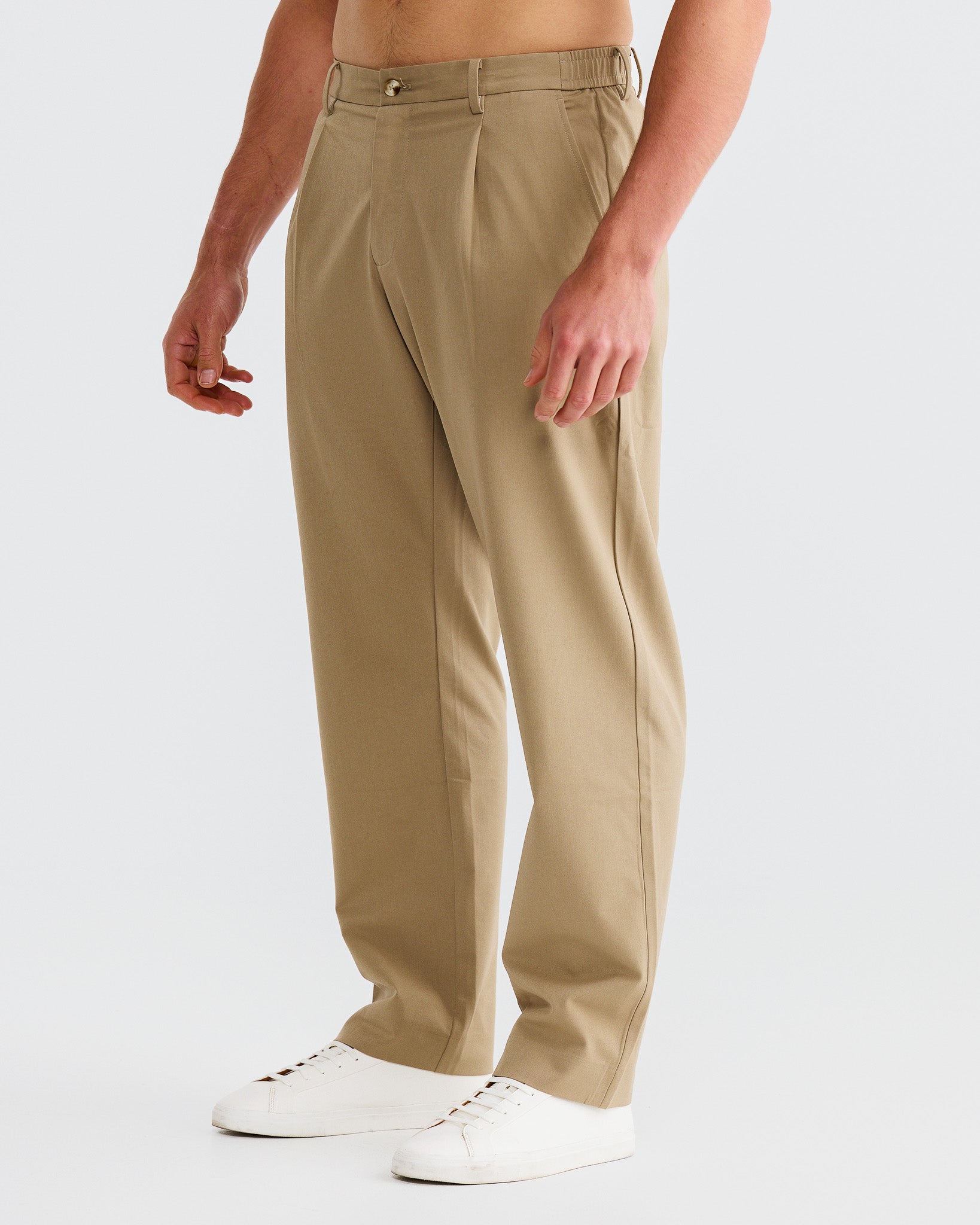 Tan Wide Pleat Pant