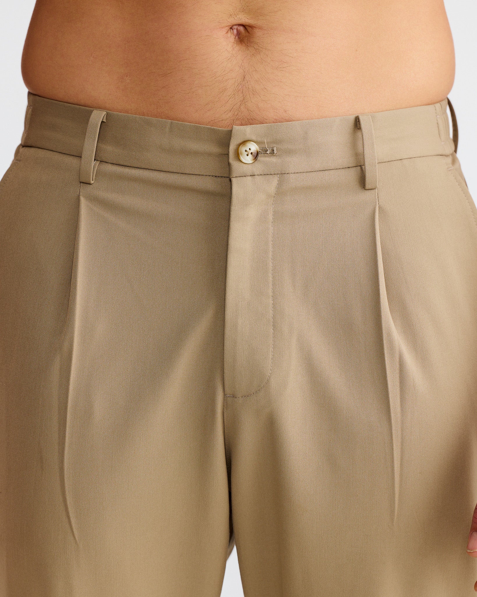 Tan Wide Pleat Pant