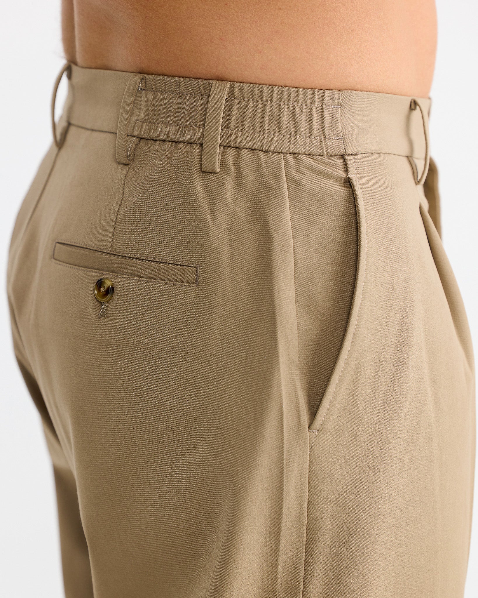 Tan Wide Pleat Pant
