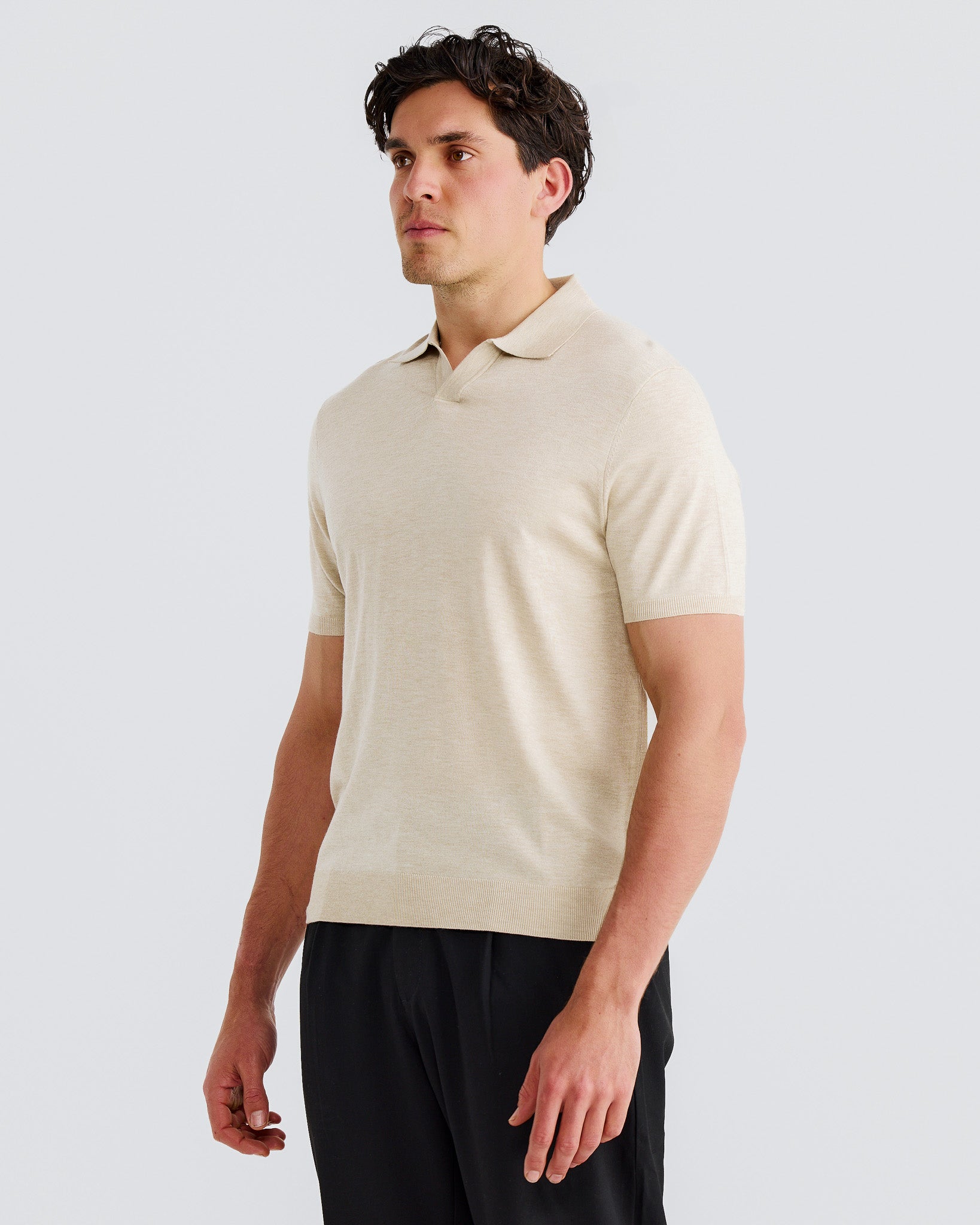 Sand Oxford Short Sleeve Polo
