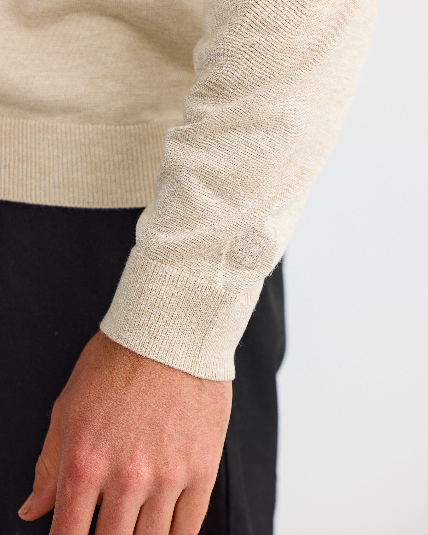 Sand Oxford Long Sleeve Polo