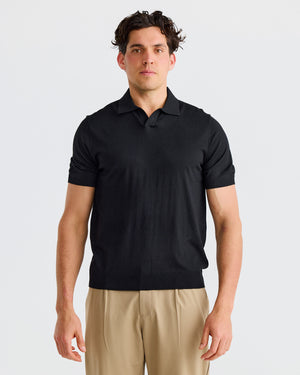 Black Oxford Short Sleeve Polo