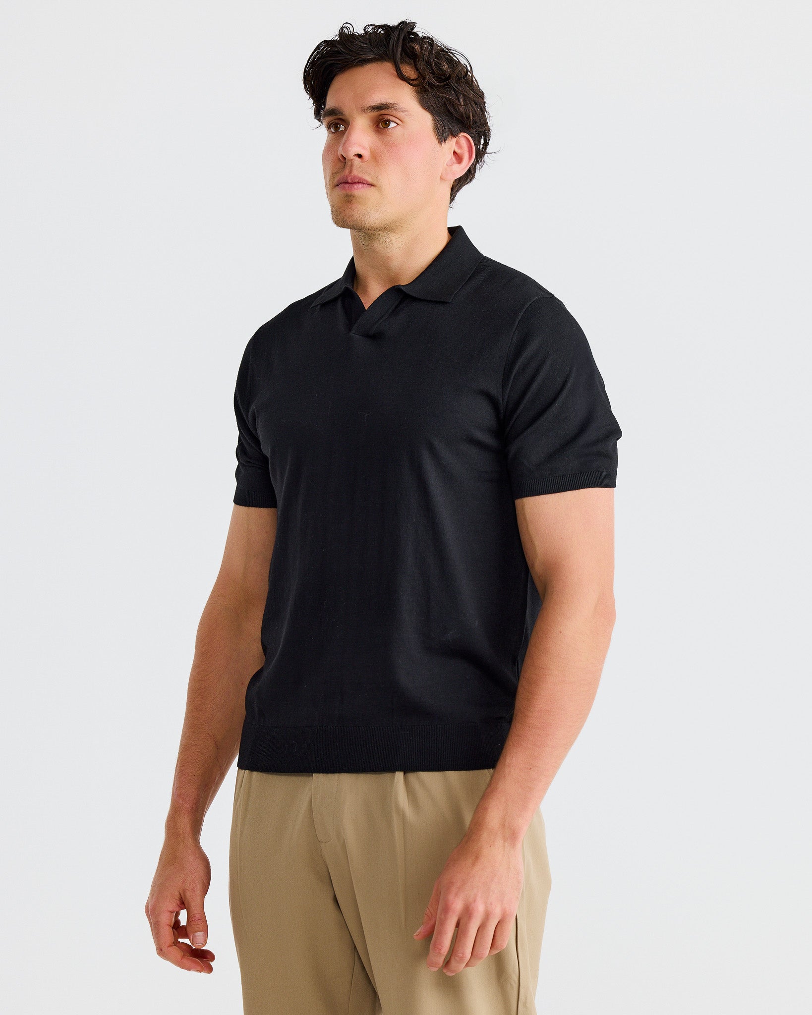 Black Oxford Short Sleeve Polo