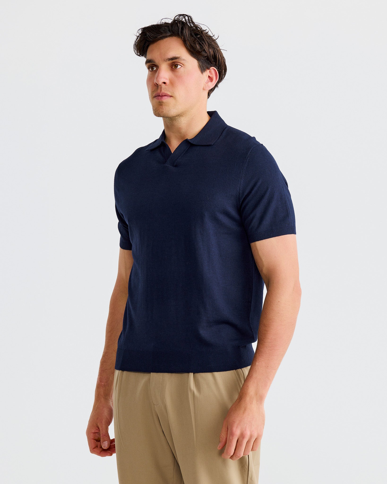 Navy Oxford Short Sleeve Polo