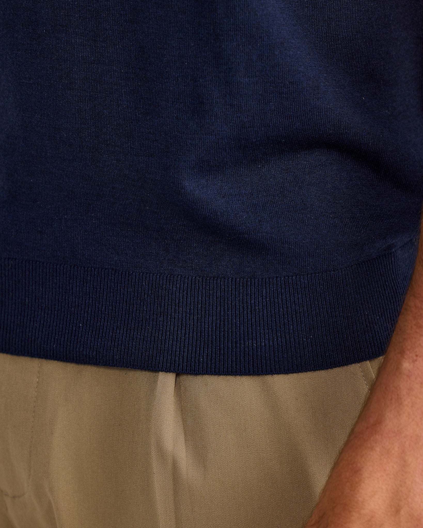 Navy Oxford Short Sleeve Polo