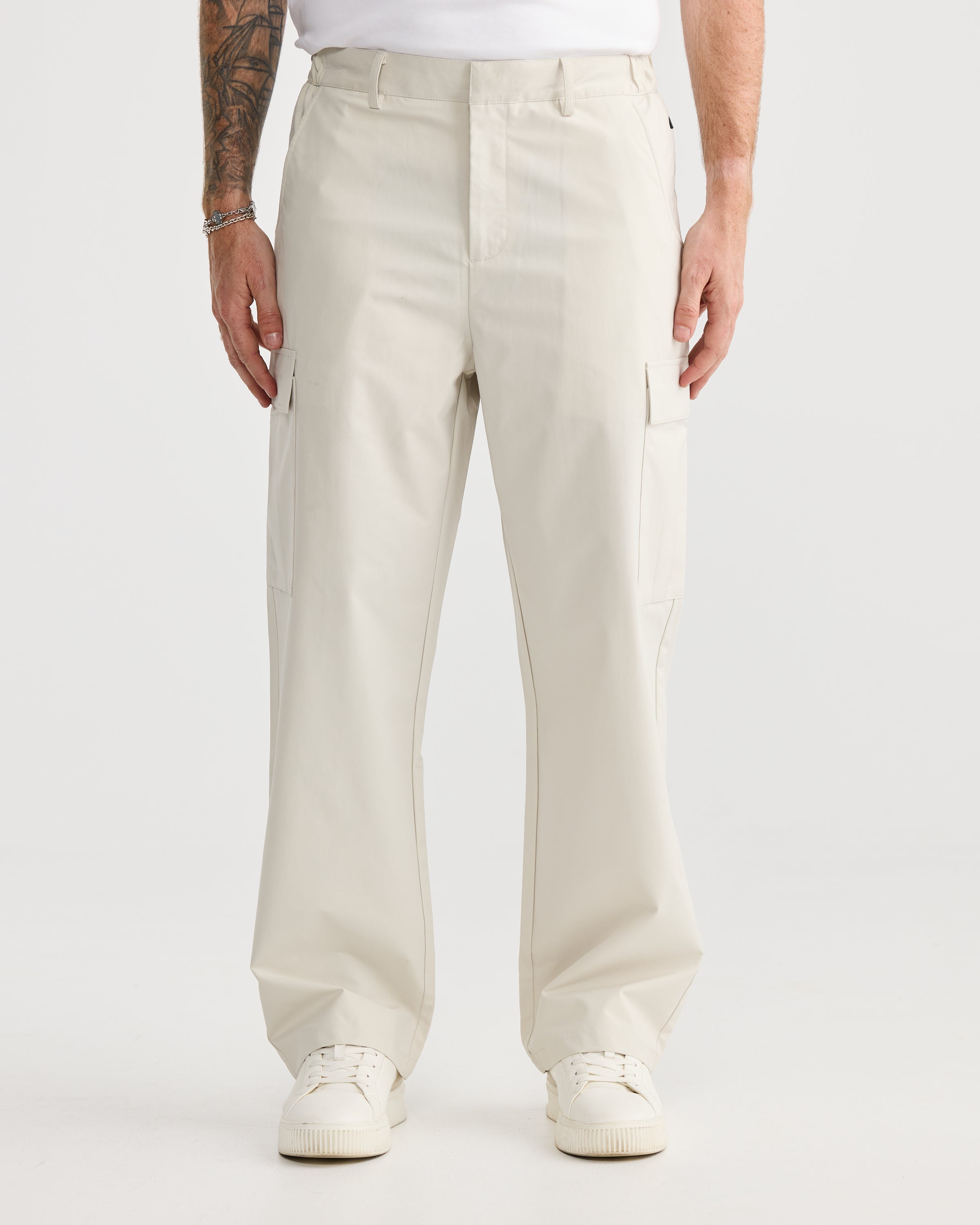 Cream Baggy Cargo Pant