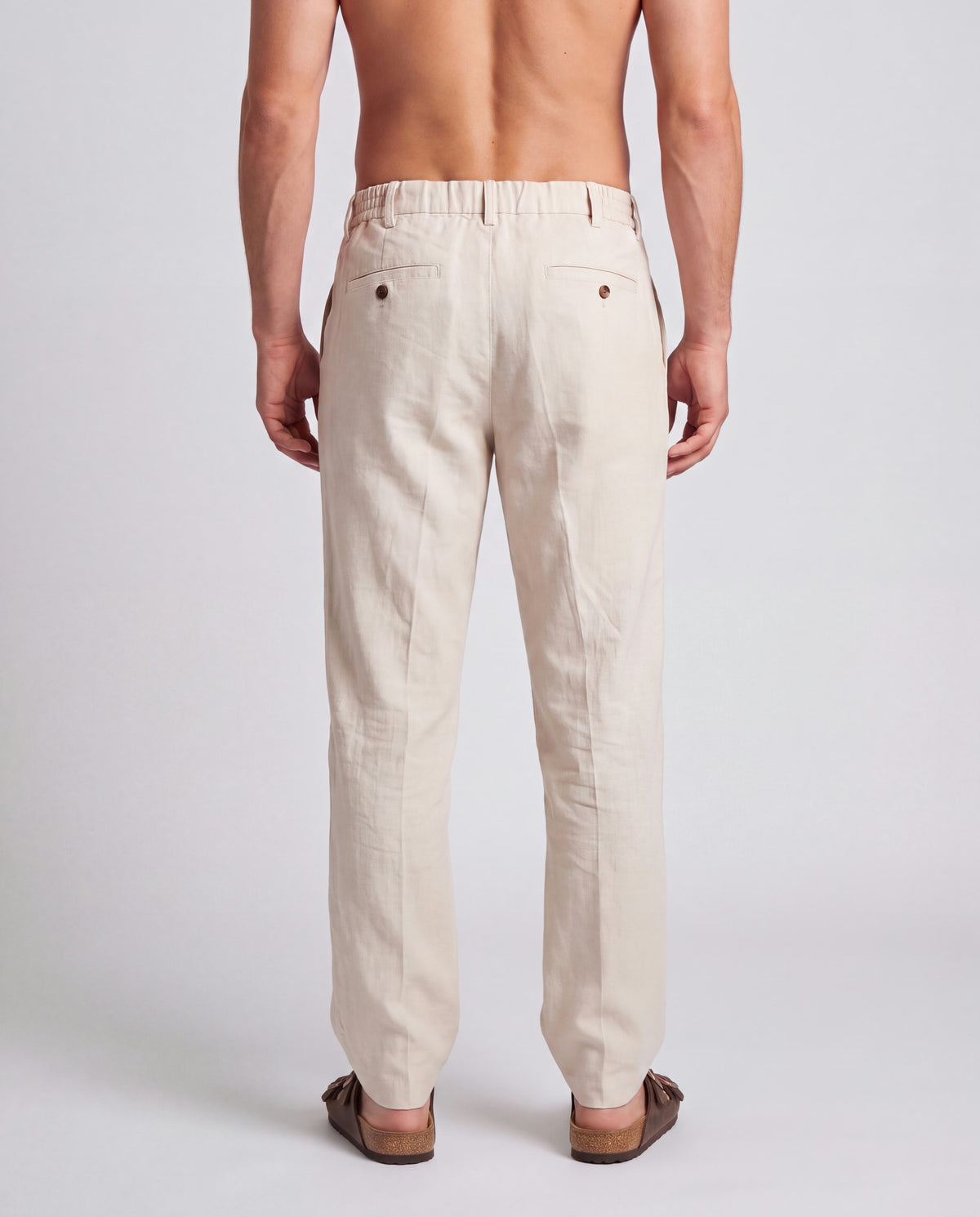 Sand Wide Pleat Linen Pant