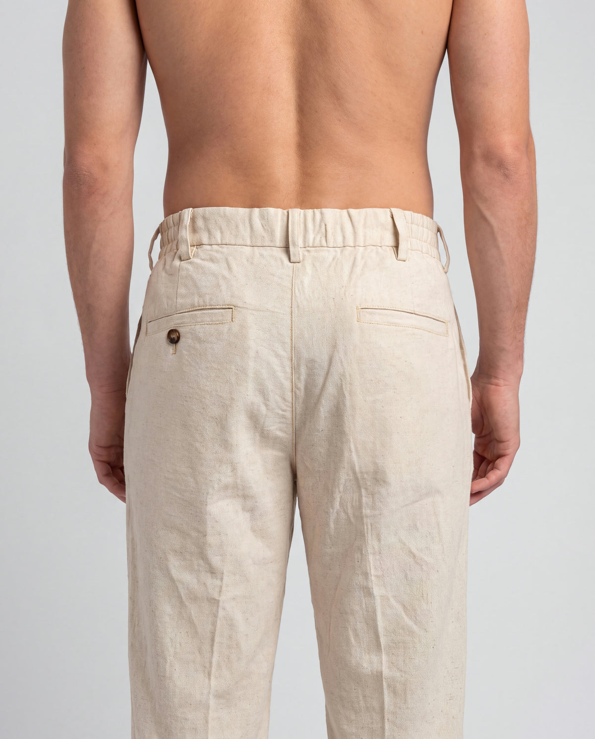Sand Wide Pleat Linen Pant