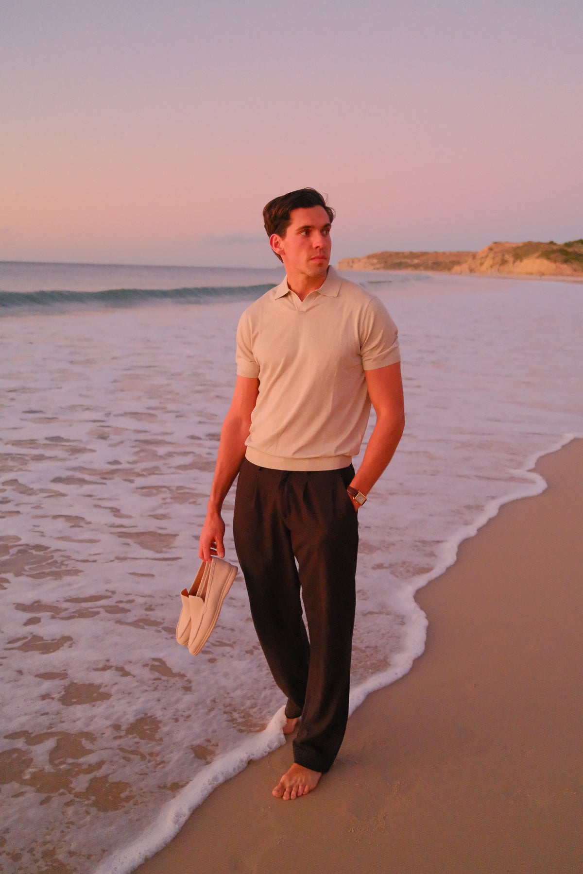 Black Wide Pleat Linen Pant