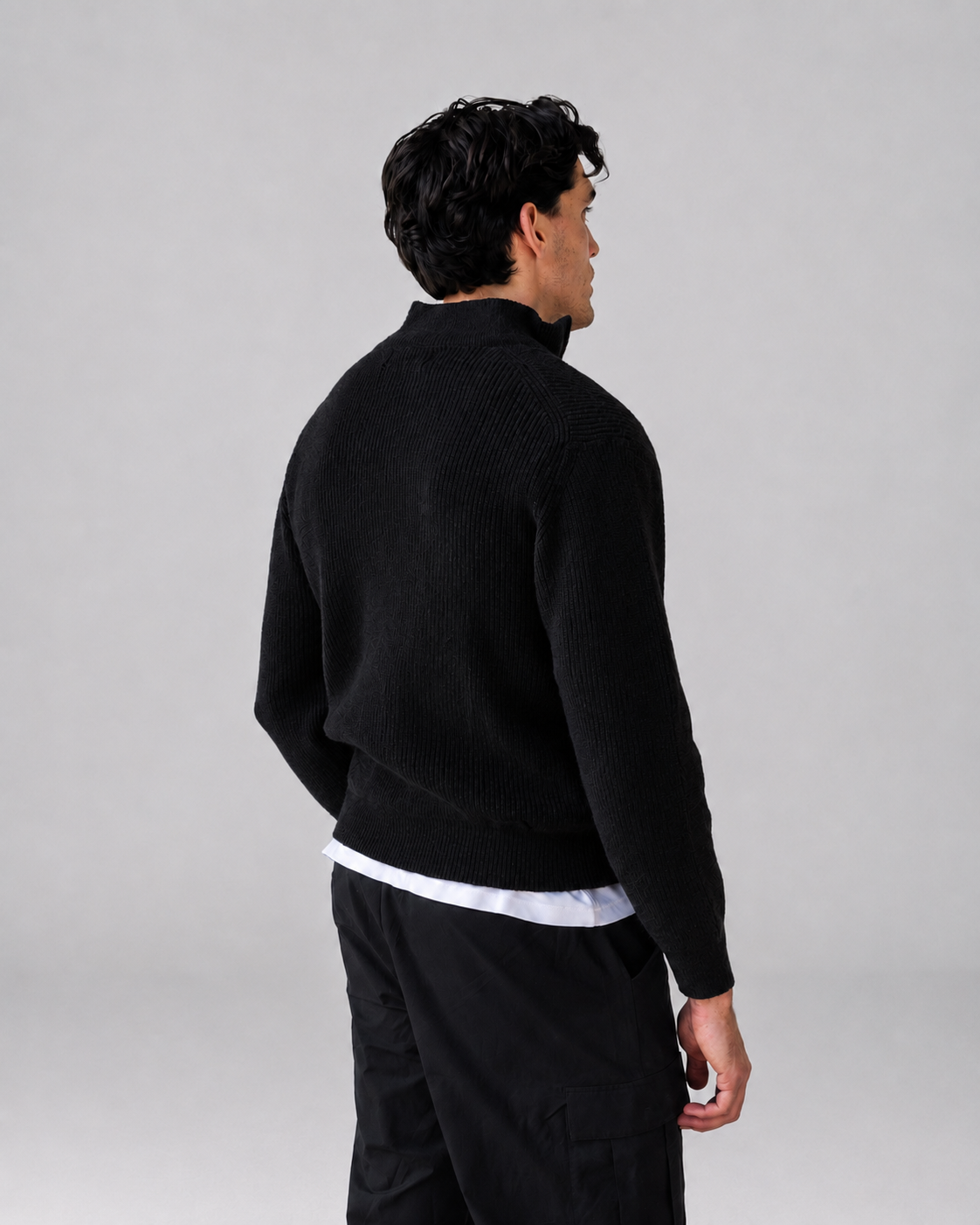 Black Quarter Zip Knit