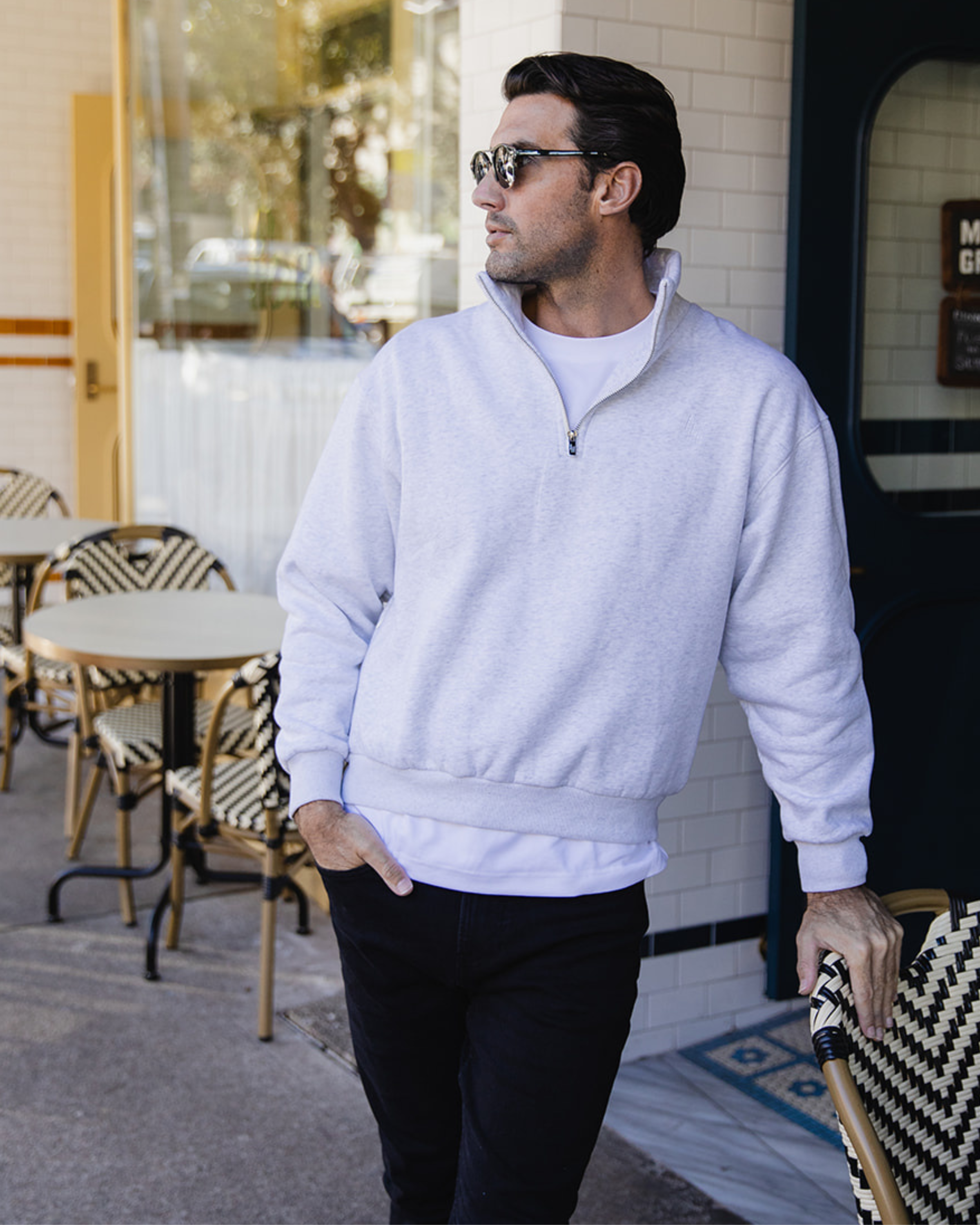 Marl Grey Quarter Zip Jumper