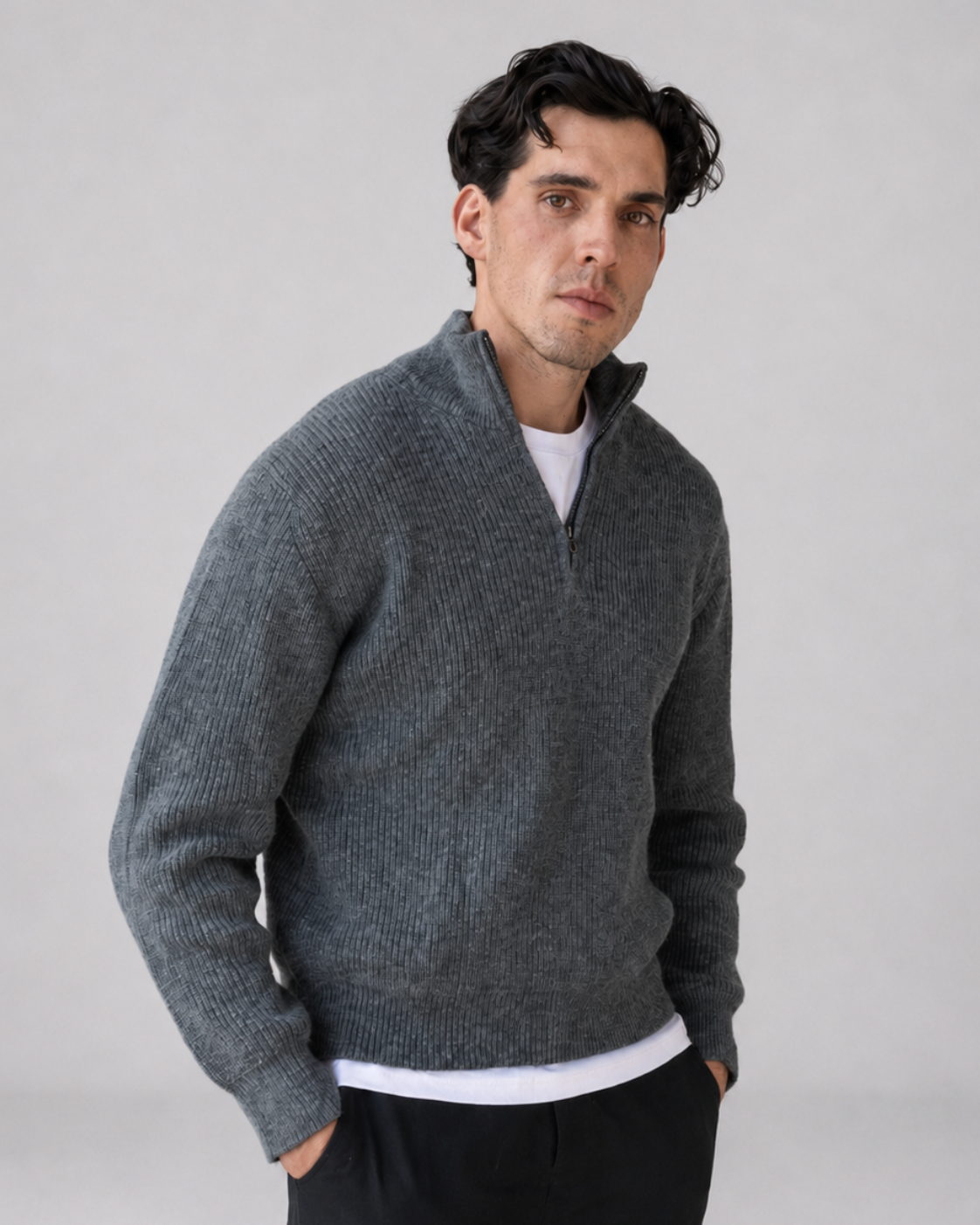 Grey Quarter Zip Knit