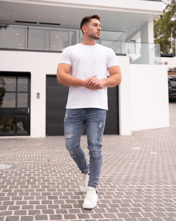 Blue Ripped Skinny Fit Jeans