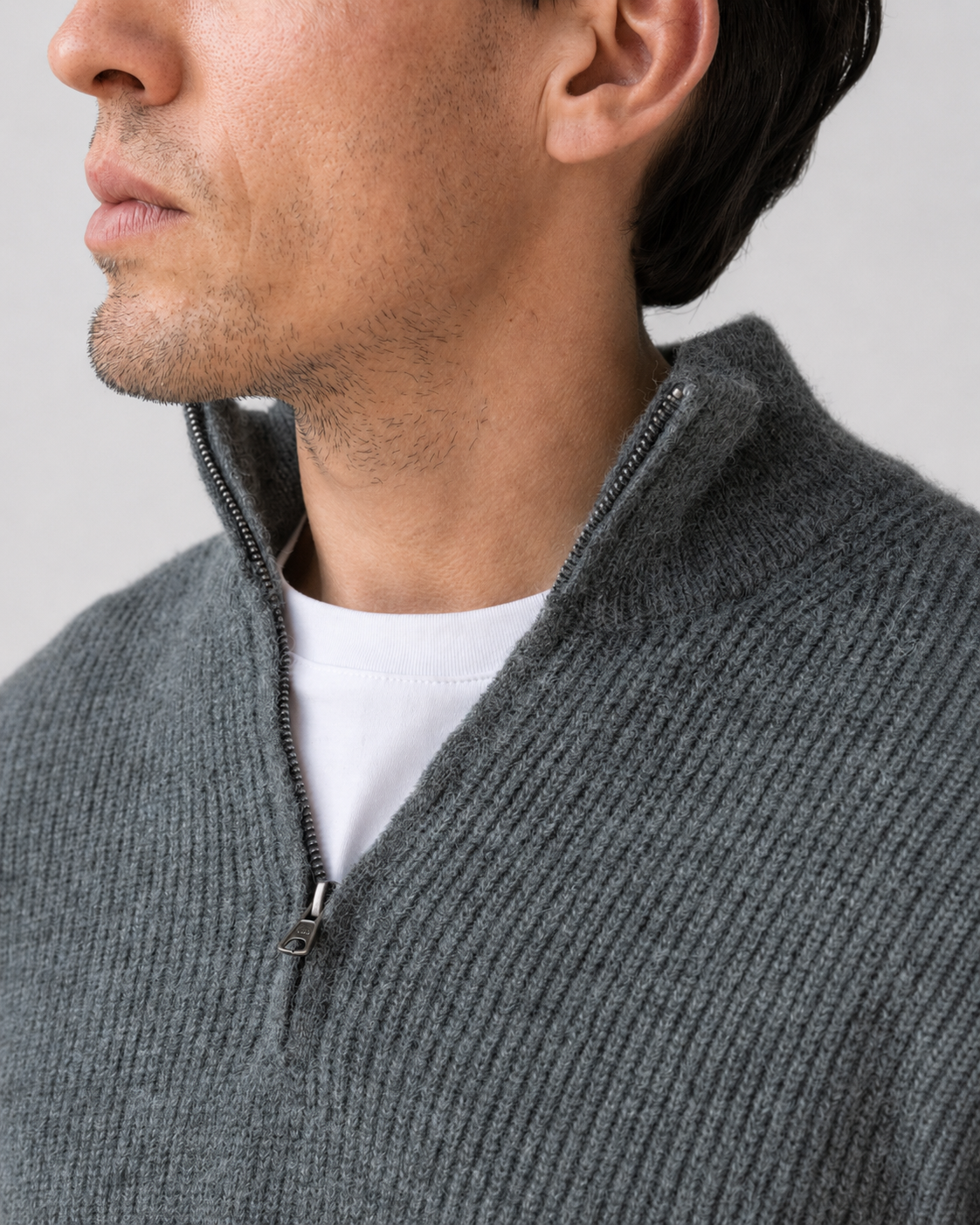 Grey Quarter Zip Knit