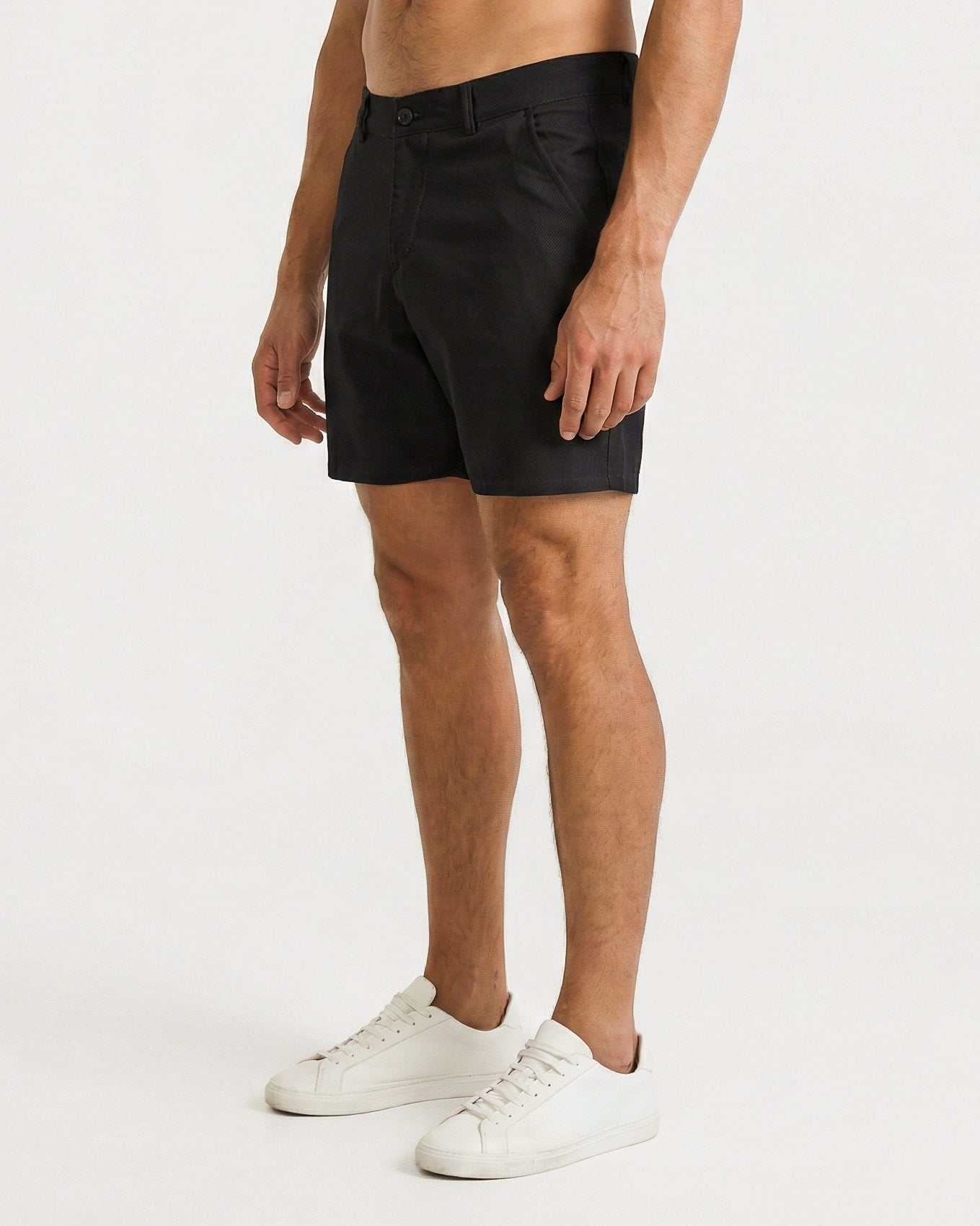 Black Slim Fit - Stretch Chino Shorts