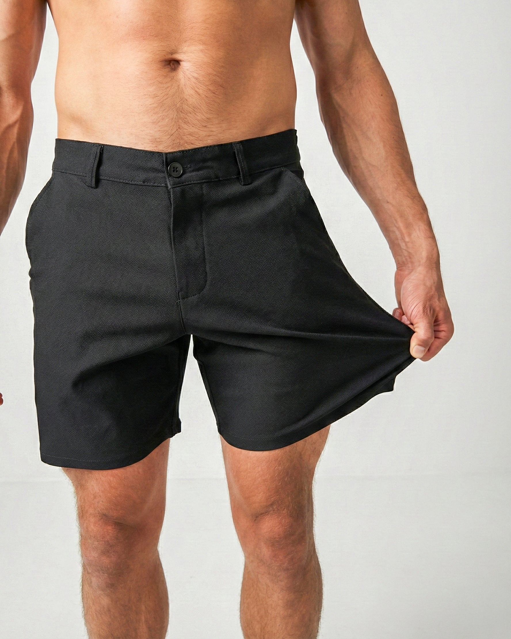 Black Slim Fit - Stretch Chino Shorts