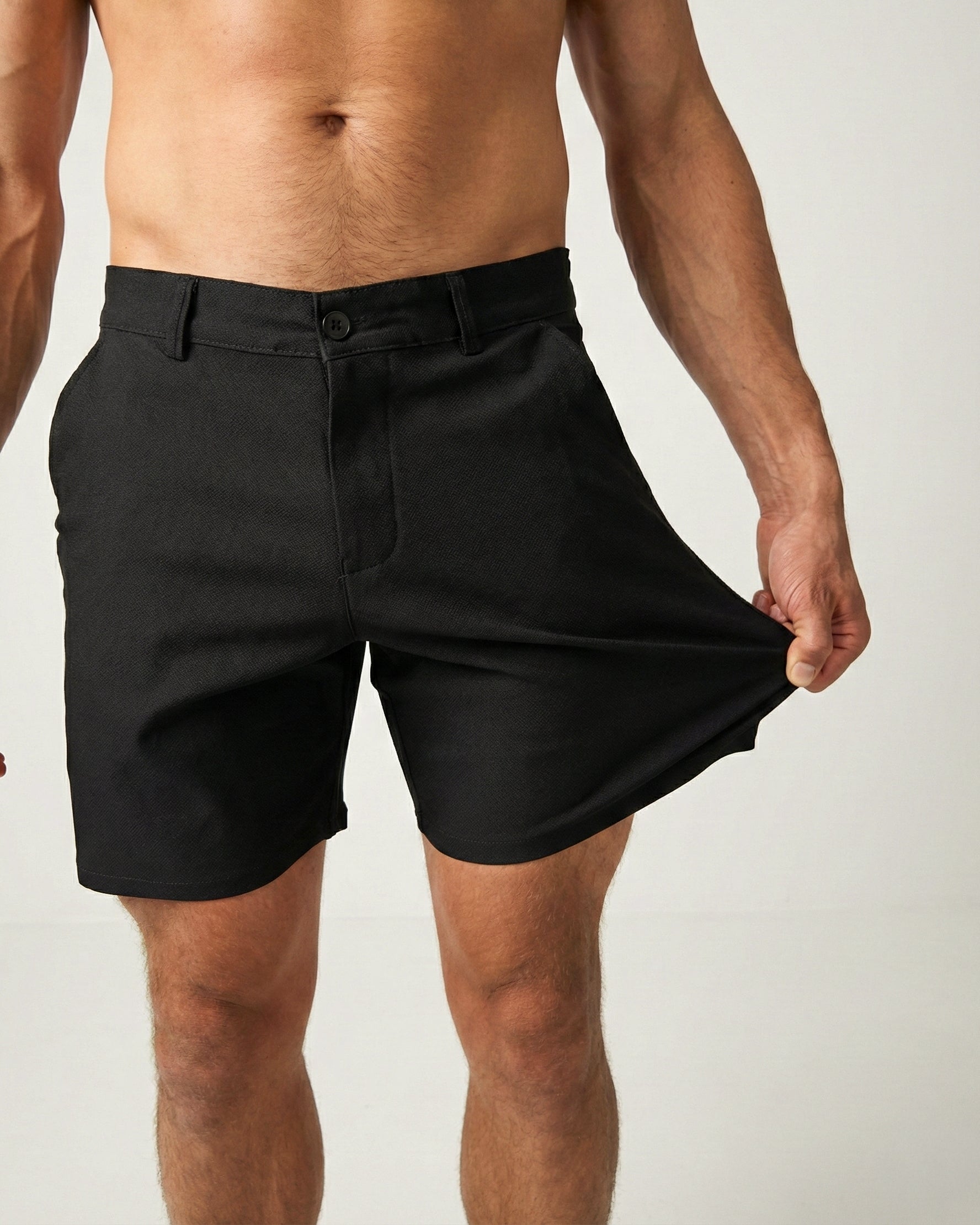 Black Slim Fit - Stretch Chino Shorts