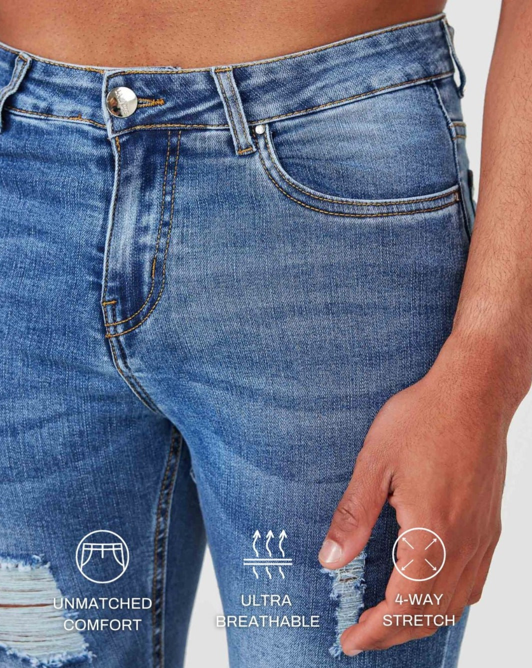 Blue Ripped Skinny Fit Jeans