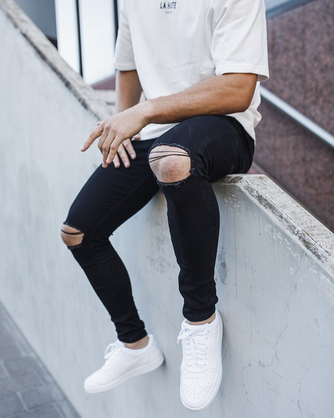 Black Ripped Jeans with Knee Rips