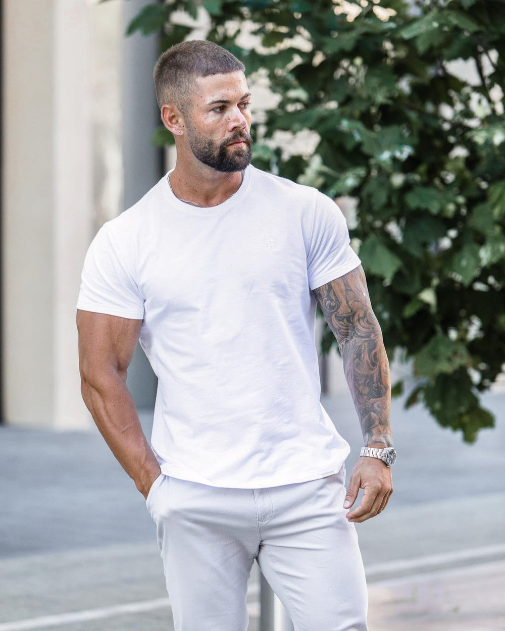 Stain Resistant Slim Fit Tee | White | Mens T-Shirts Australia | La Haute