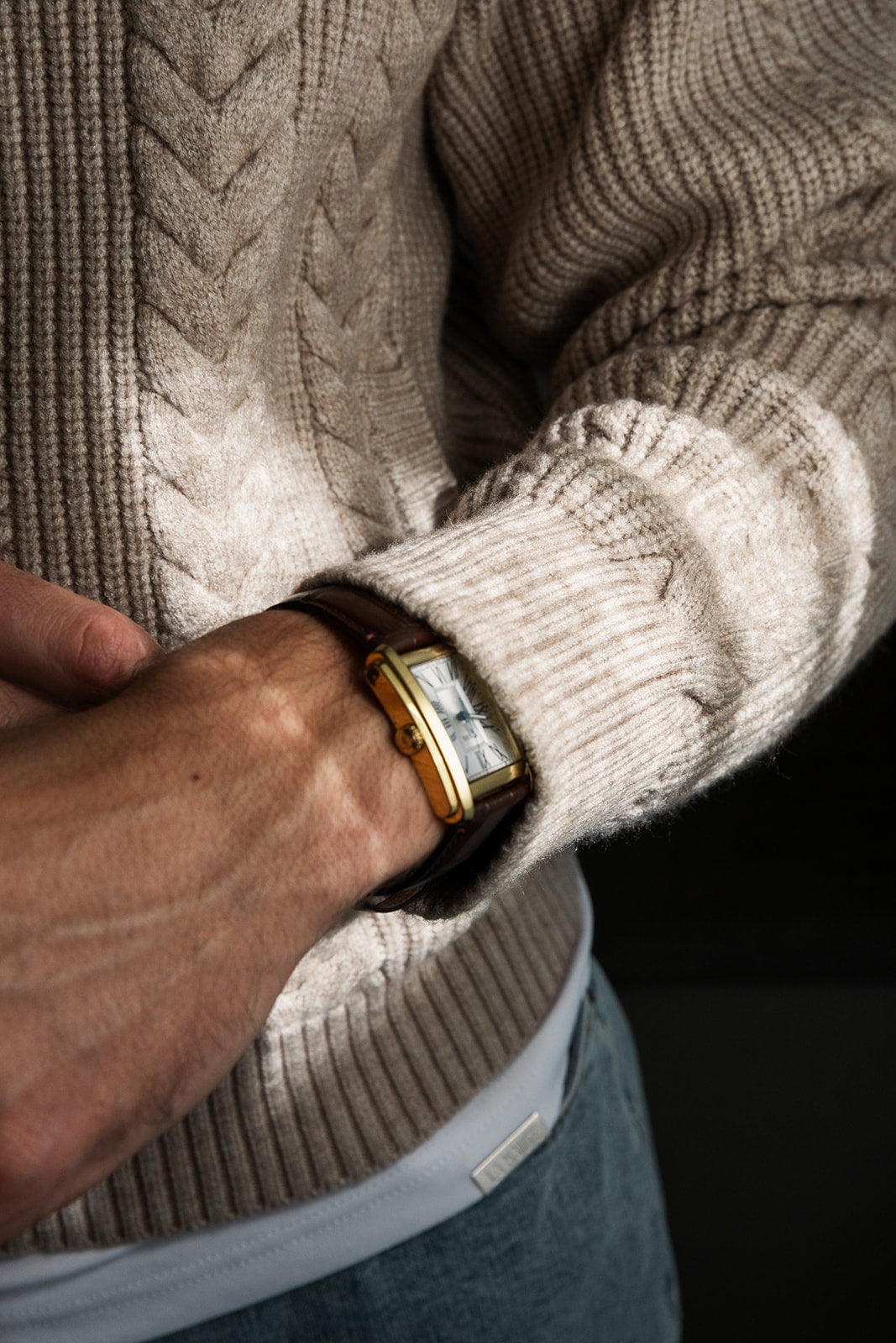 Taupe Cable Knit Zip