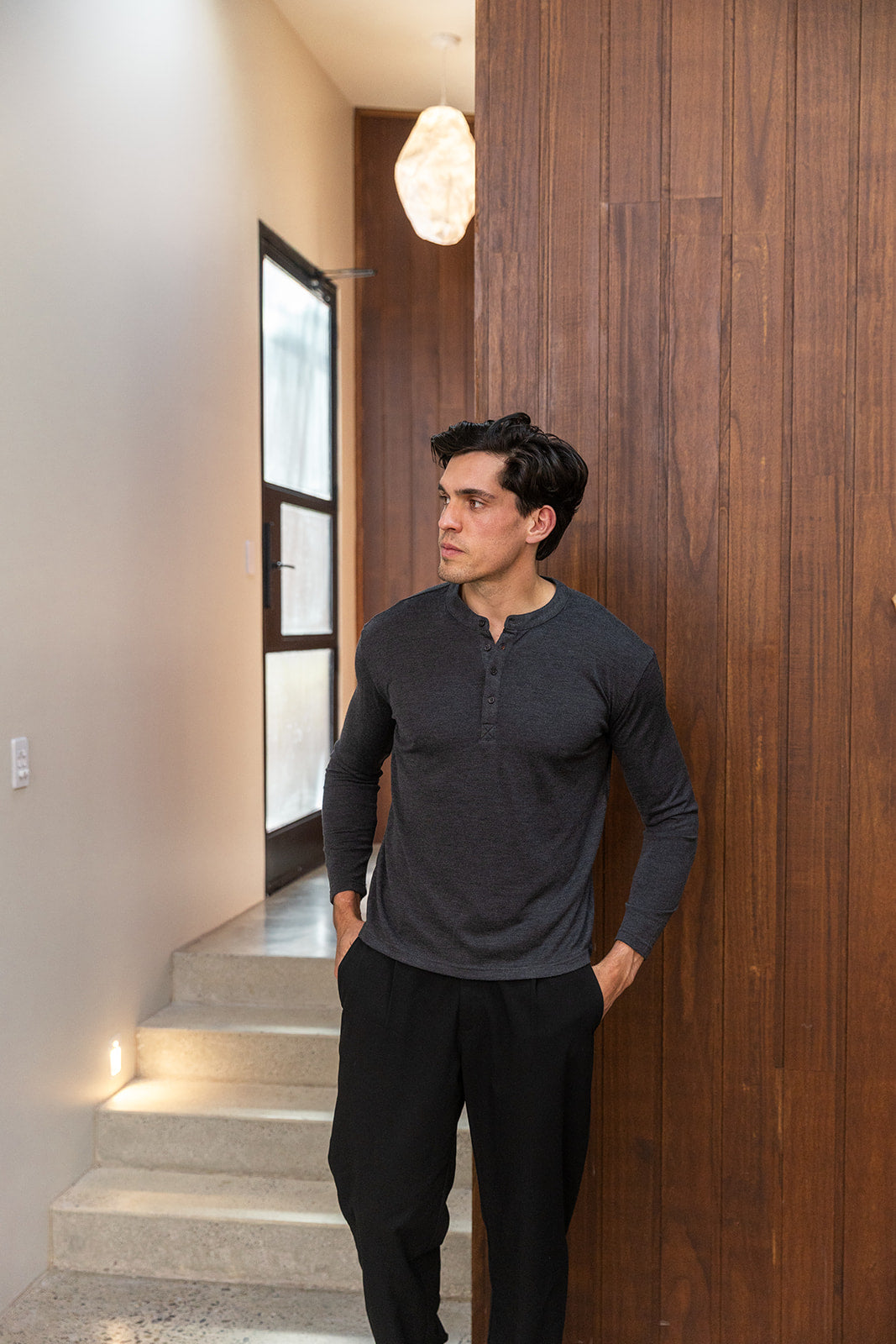 Charcoal Long Sleeve Henley