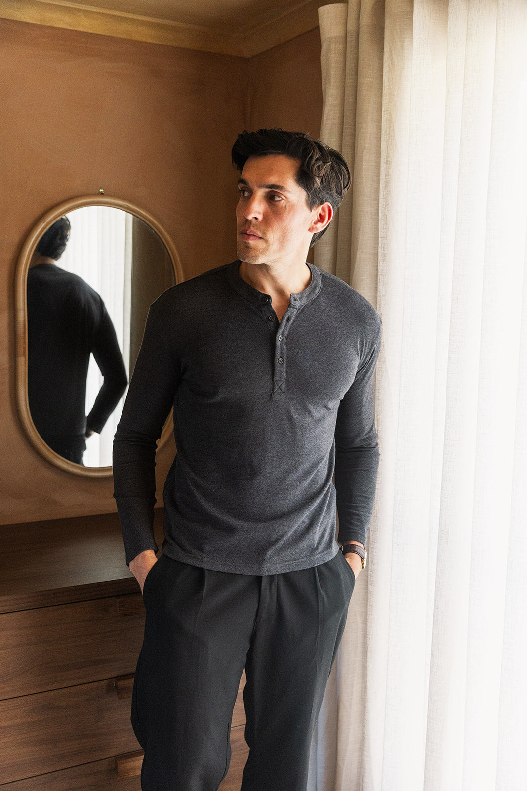 Charcoal Long Sleeve Henley