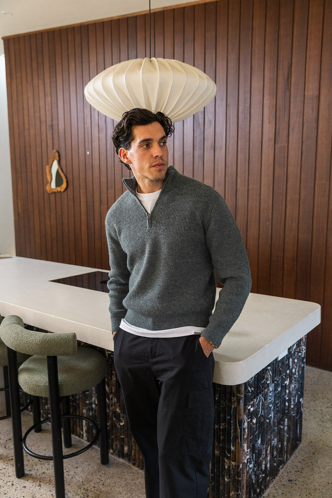 Grey Quarter Zip Knit