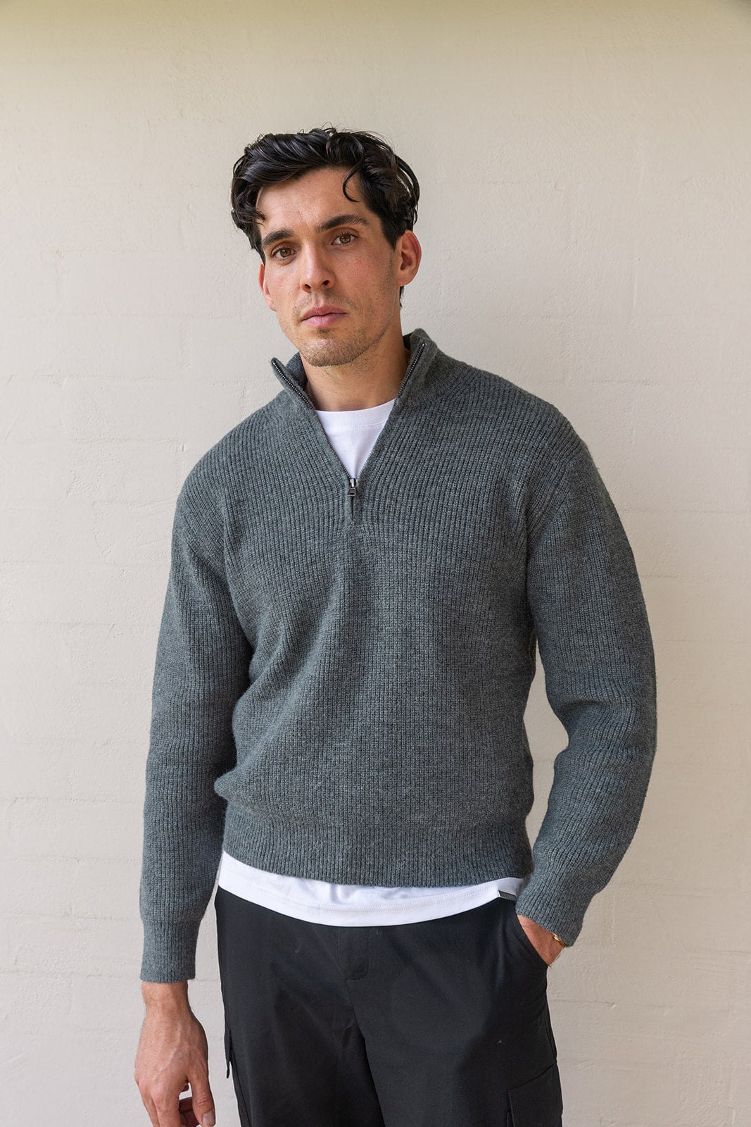 Grey Quarter Zip Knit
