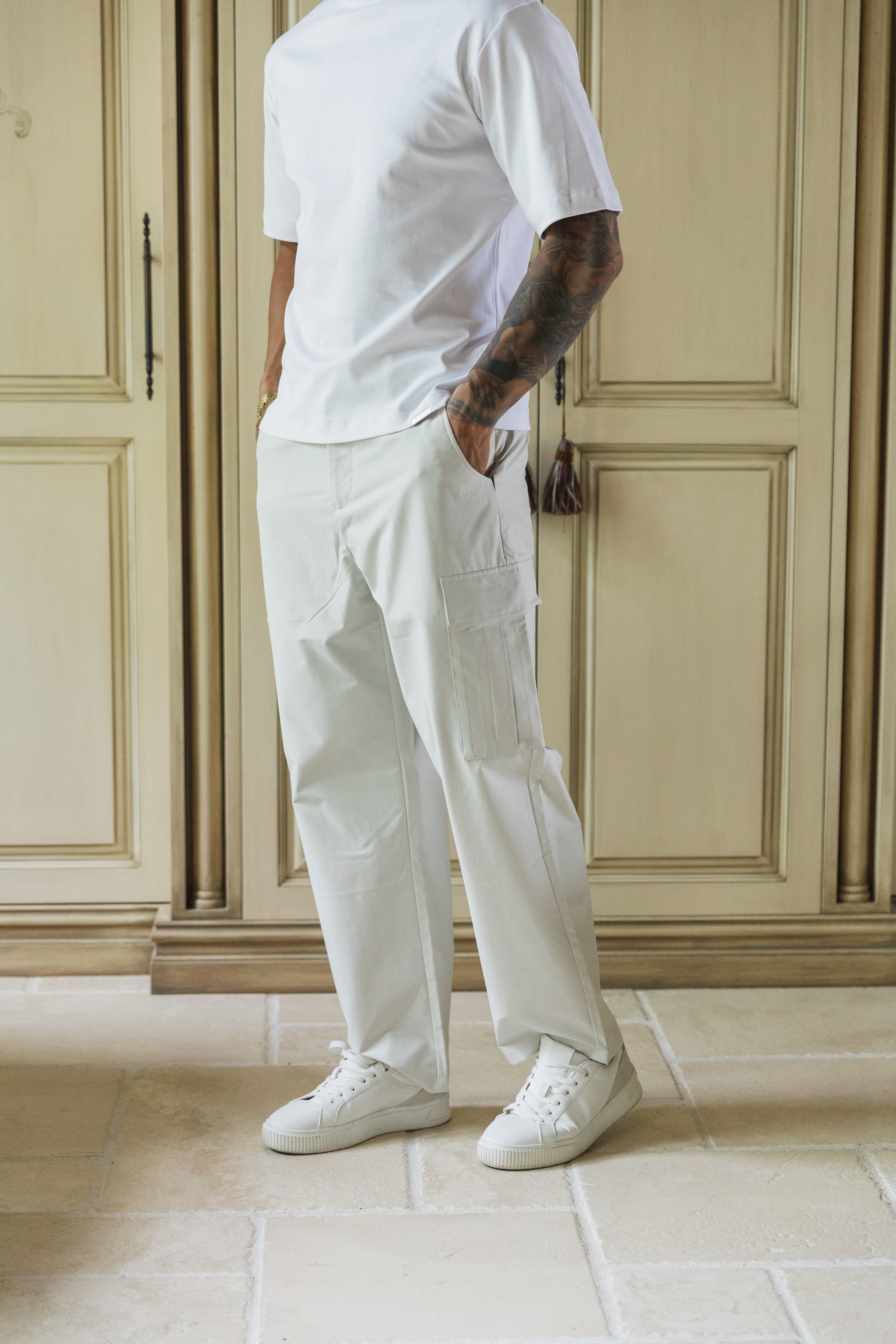 Cream Baggy Cargo Pant
