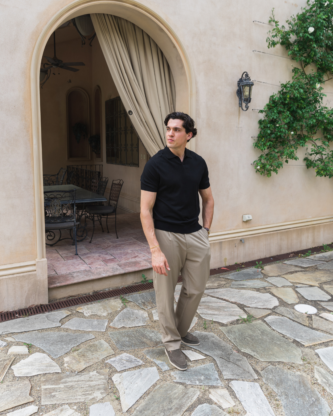 Black Oxford Short Sleeve Polo