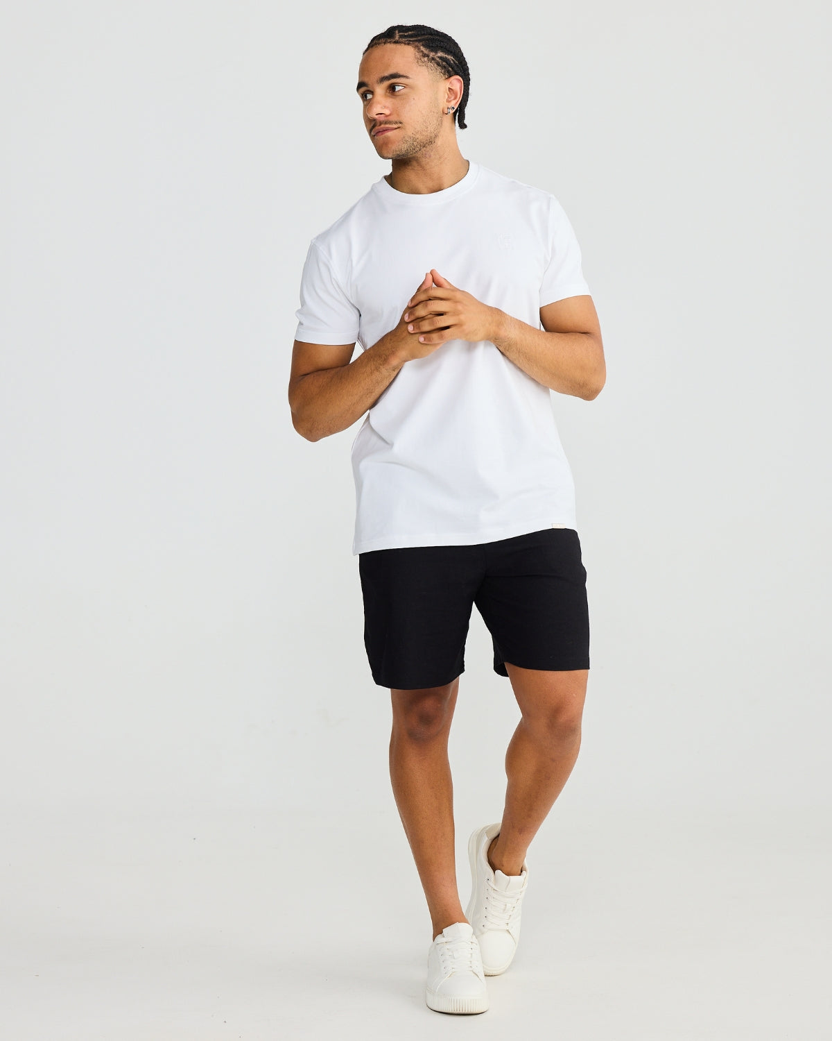 Black Stretch Linen Shorts